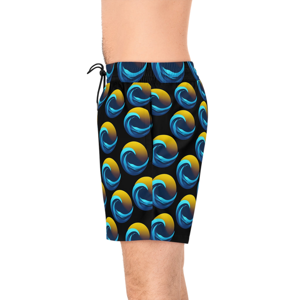 Sunset Print Men's Mid-Length Swim Short - Print 95% polyester, 5% spandex