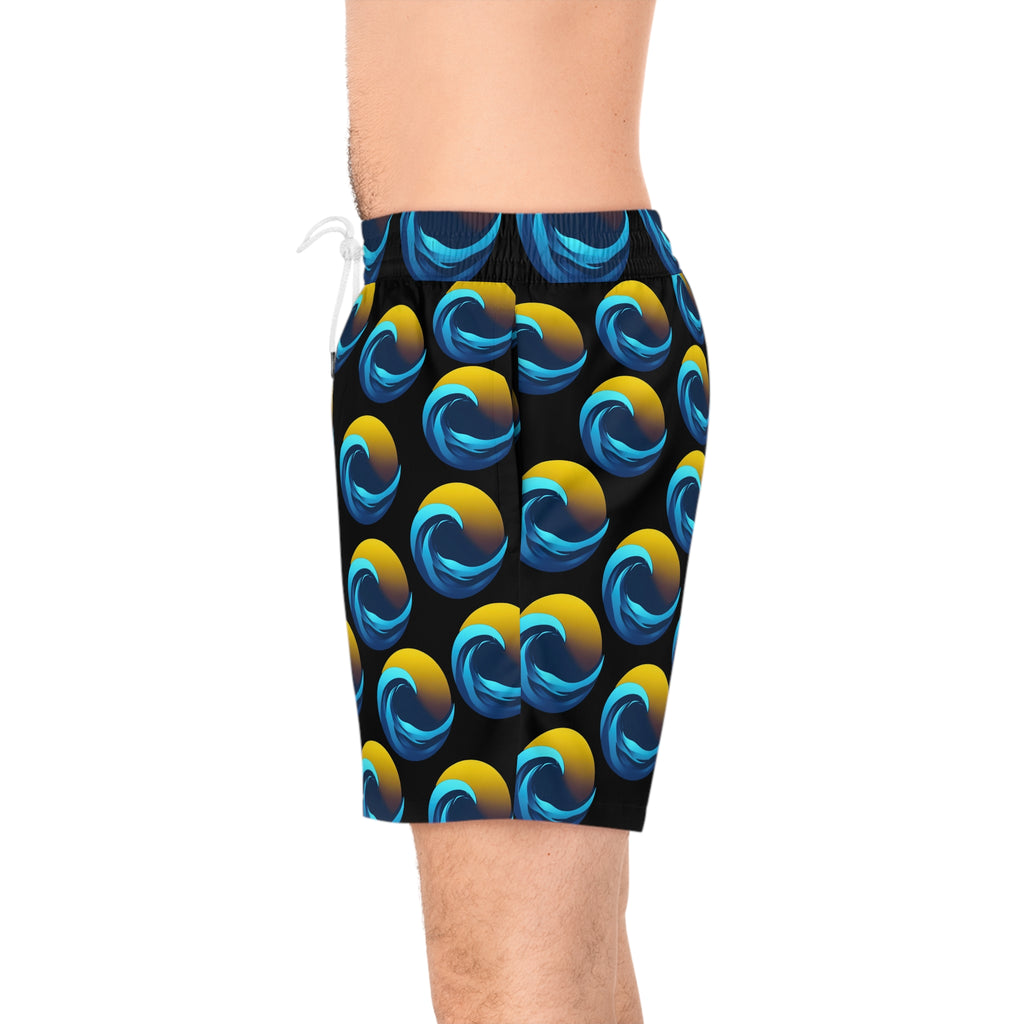 Sunset Print Men's Mid-Length Swim Short - Print 95% polyester, 5% spandex