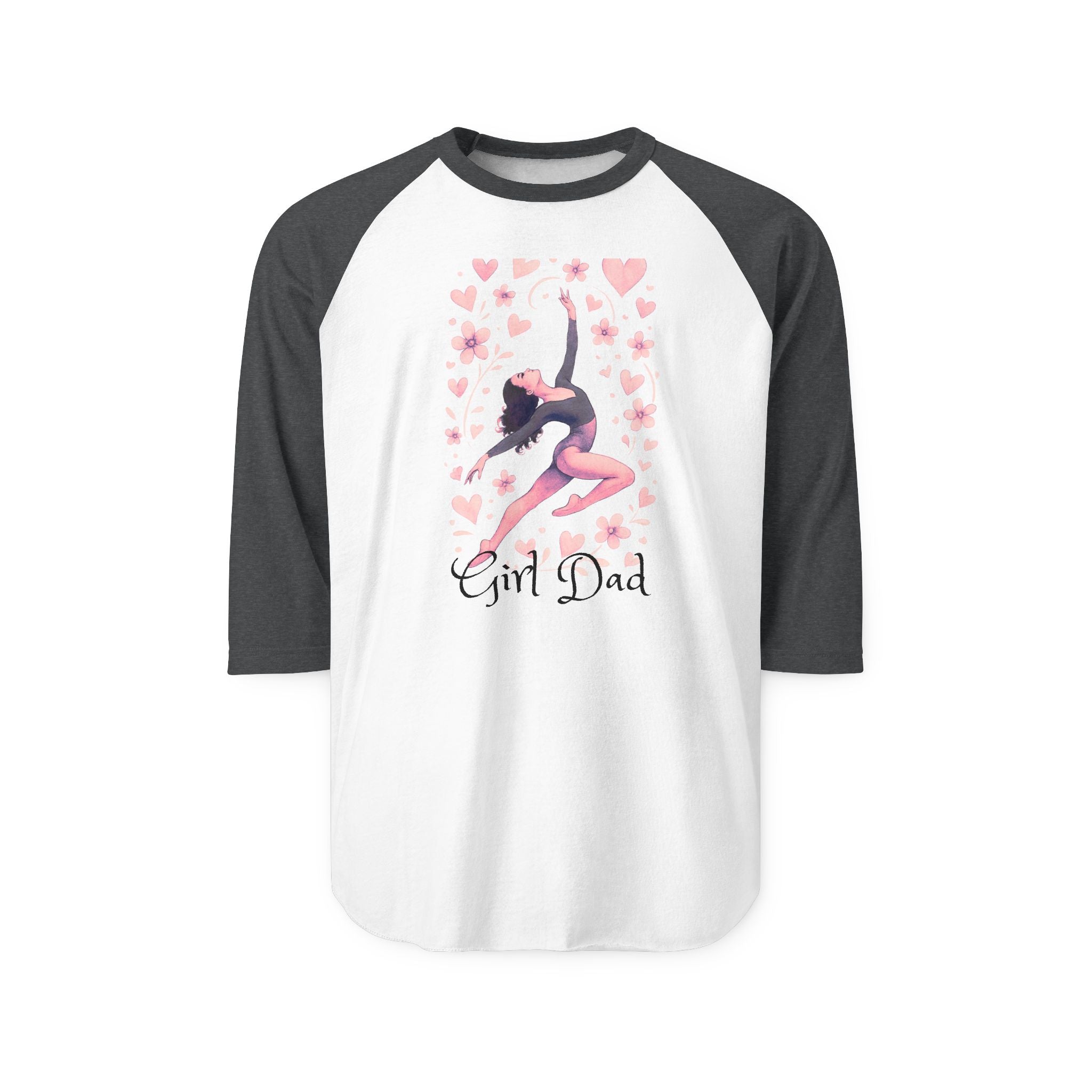 Ballerina Hearts Raglan Shirt — Dance Ballet Three-Quarter Tee