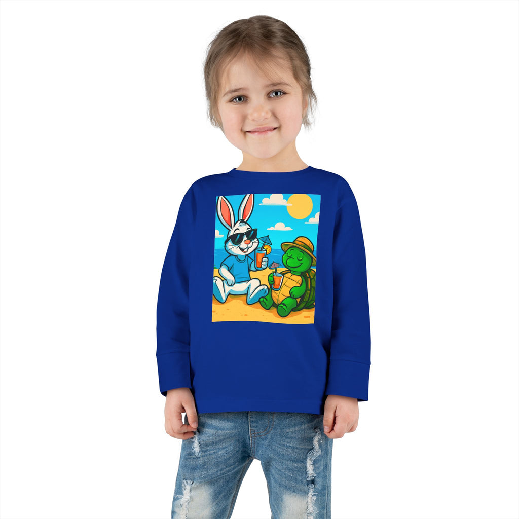 Cute Bunny & Turtle Beach Toddler Long Sleeve Tee