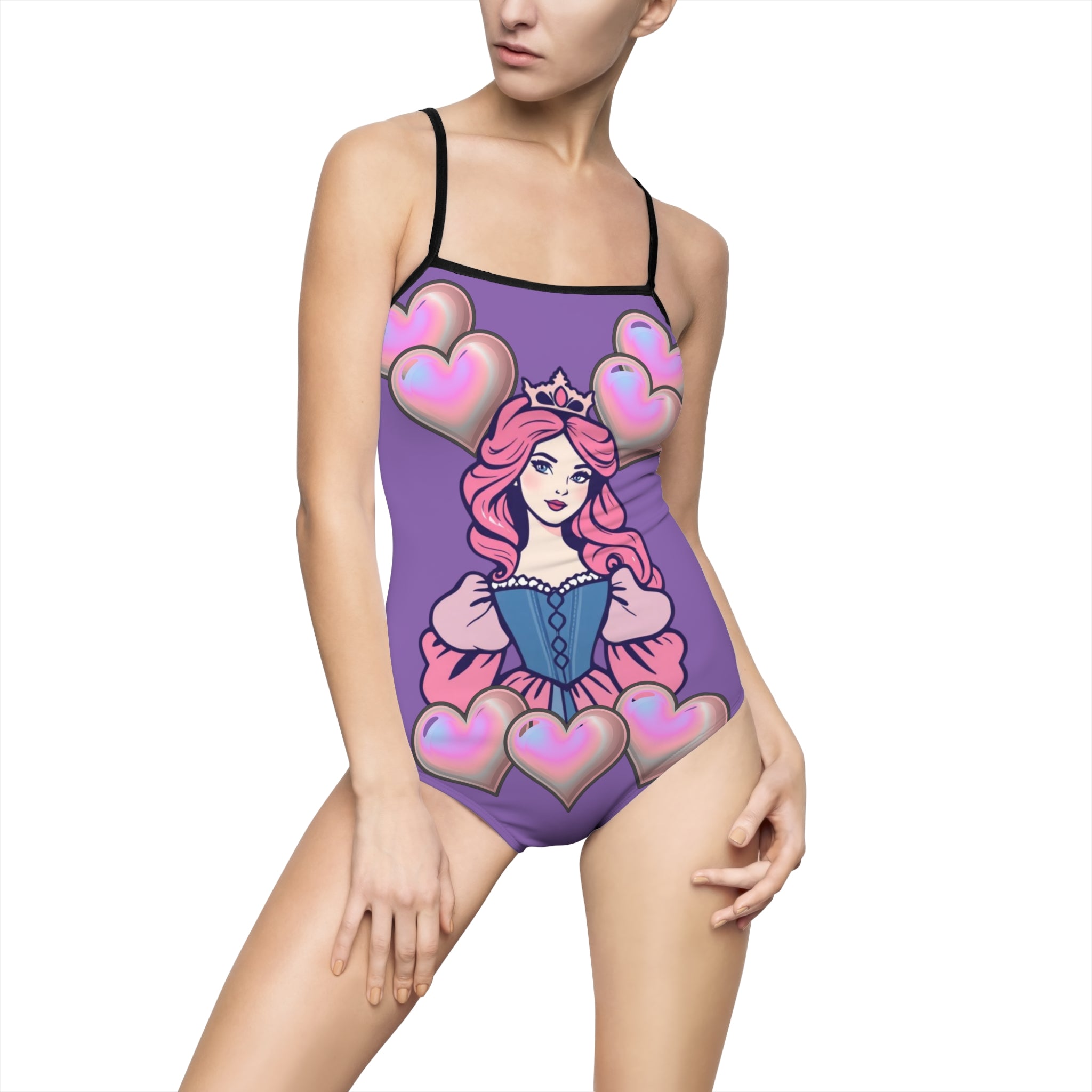 Princess Heart One-Piece Swimsuit — Pink Fairy Tale Beachwear (ADULT SIZE)