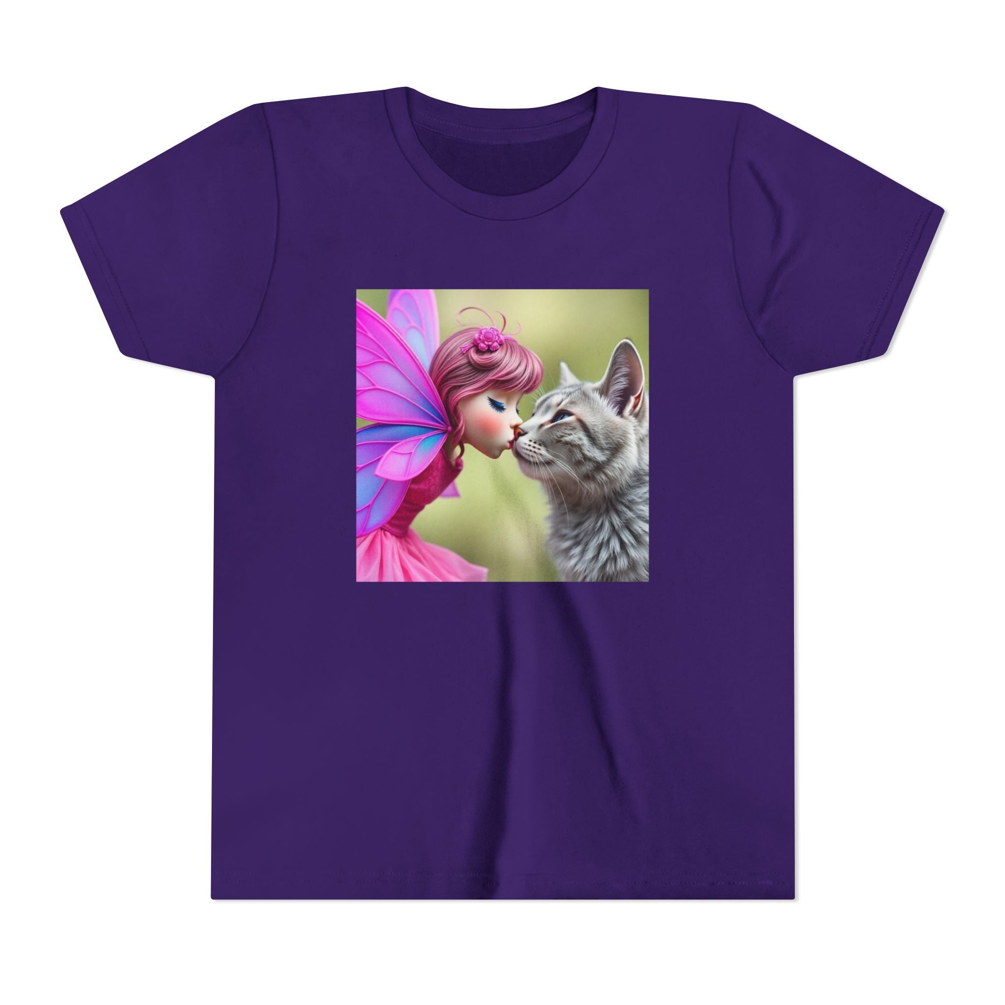 Fairy Kissing Kitten Cute Graphic Shirt - Youth Tee