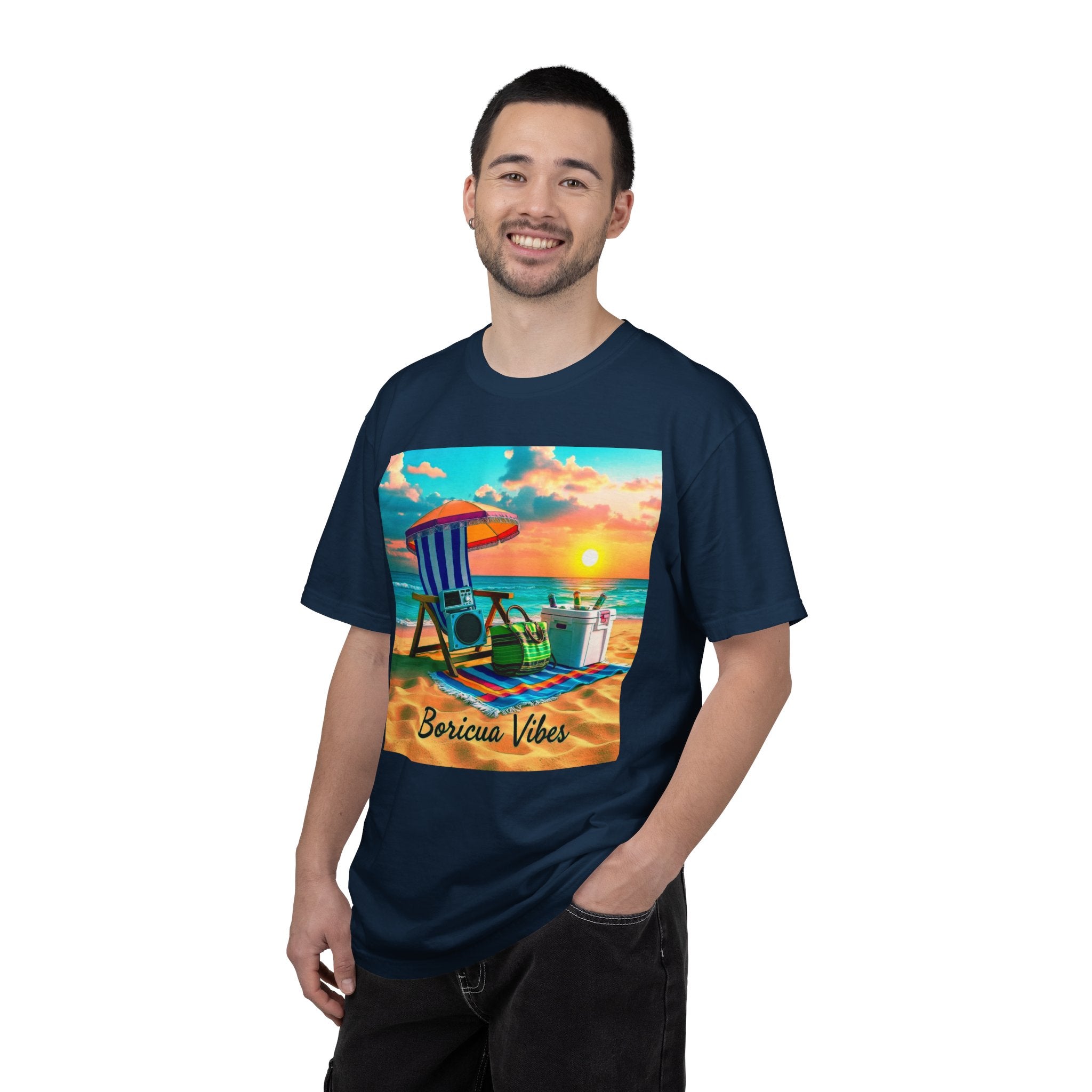 Boricua Vibes Beach T-Shirt — Puerto Rico Sunset Chair Graphic Tee