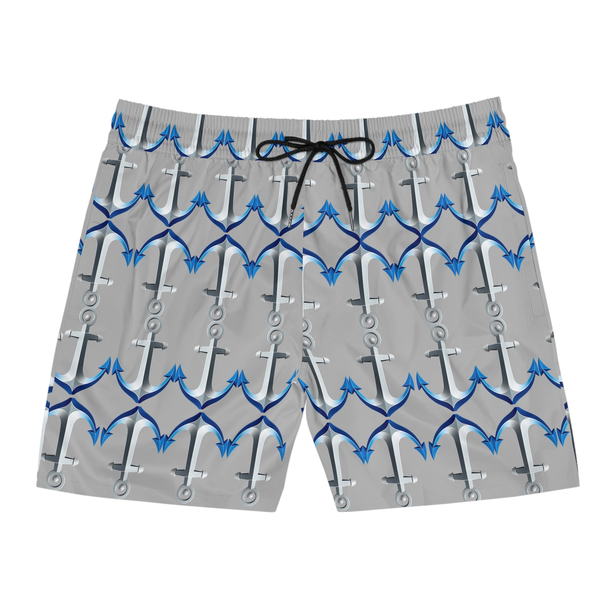 Anchor Men's Swim Shorts — Nautical Mid-Length Beach Trunks 95% polyester, 5% spandex