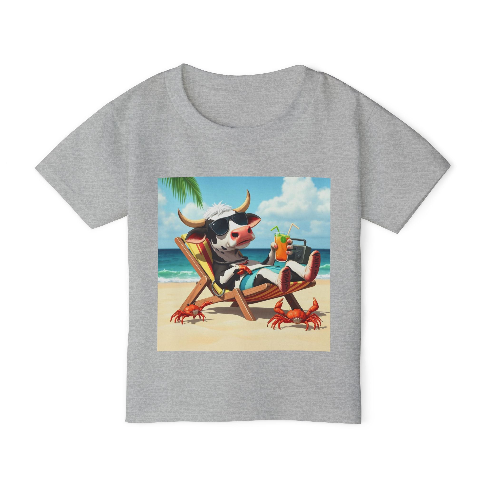 Relaxing Beach Cow Graphic - Cute Cow Summer Vacation Tee