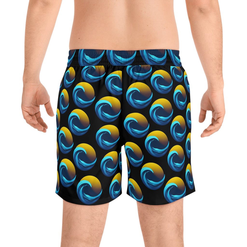 Sunset Print Men's Mid-Length Swim Short - Print 95% polyester, 5% spandex