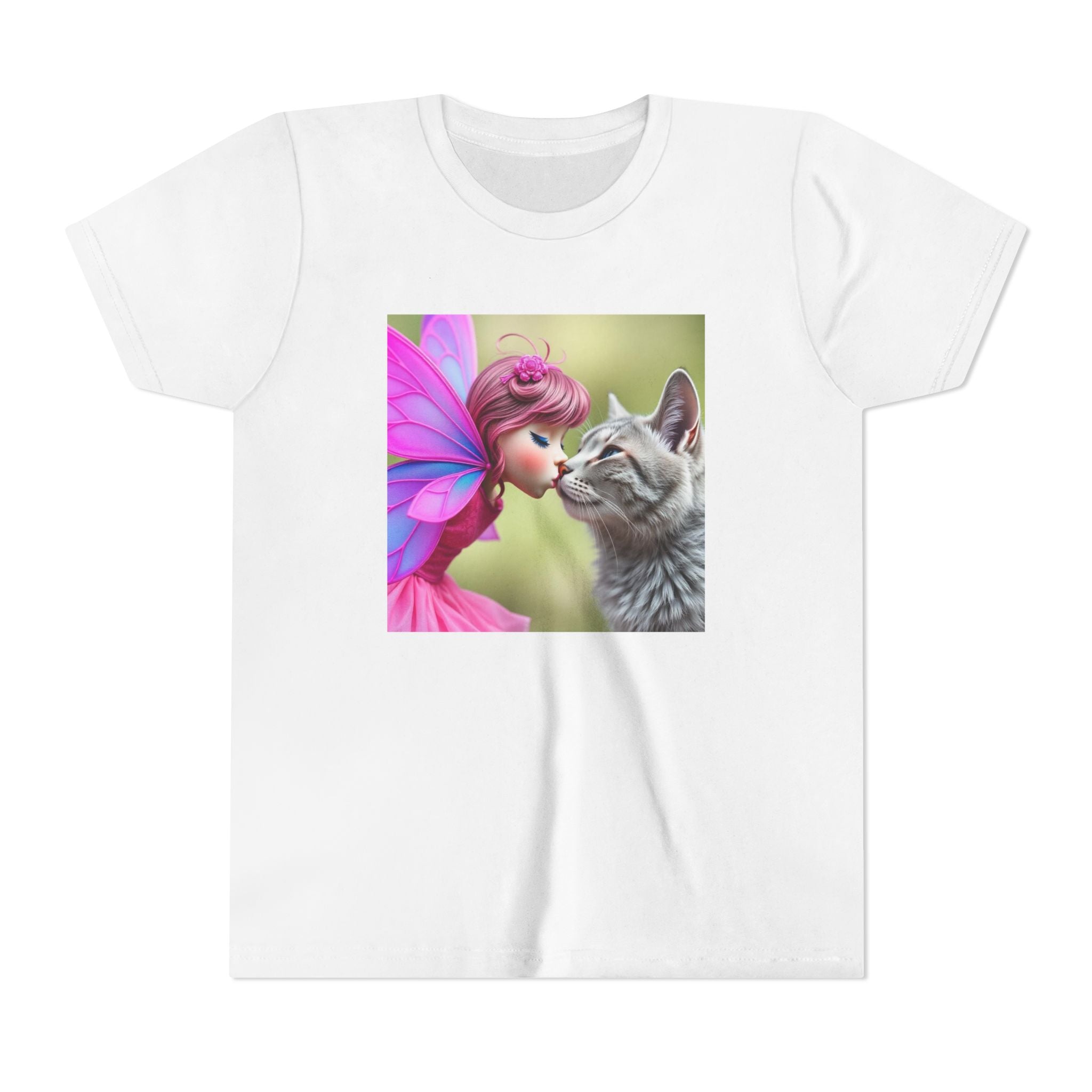 Fairy Kissing Kitten Cute Graphic Shirt - Youth Tee