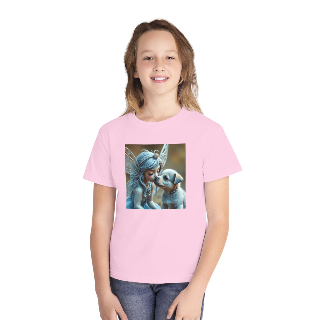 Fairy and Puppy Youth Tee — Whimsical Kids Fantasy T-Shirt