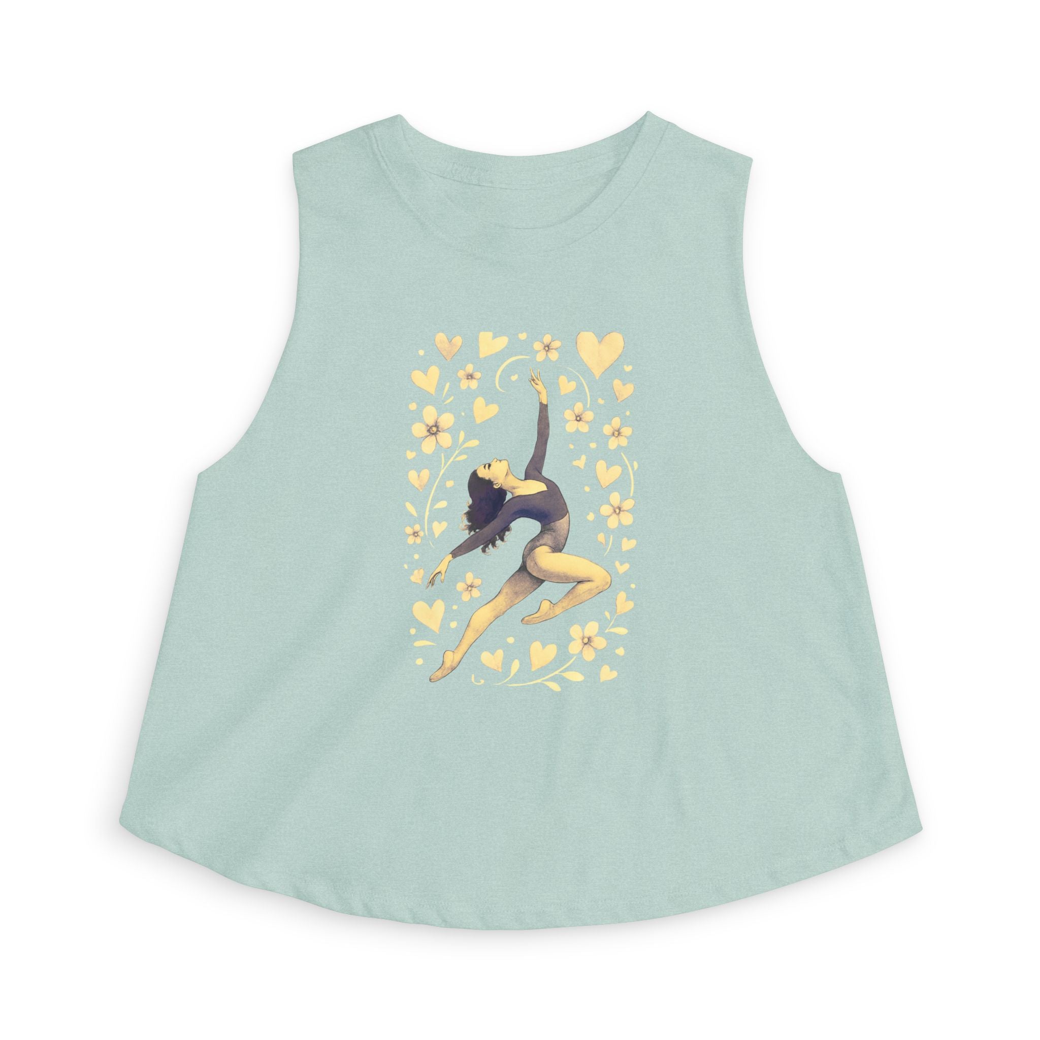 Dancer Silhouette Crop Top – Gold Hearts Ballet Tank for Women