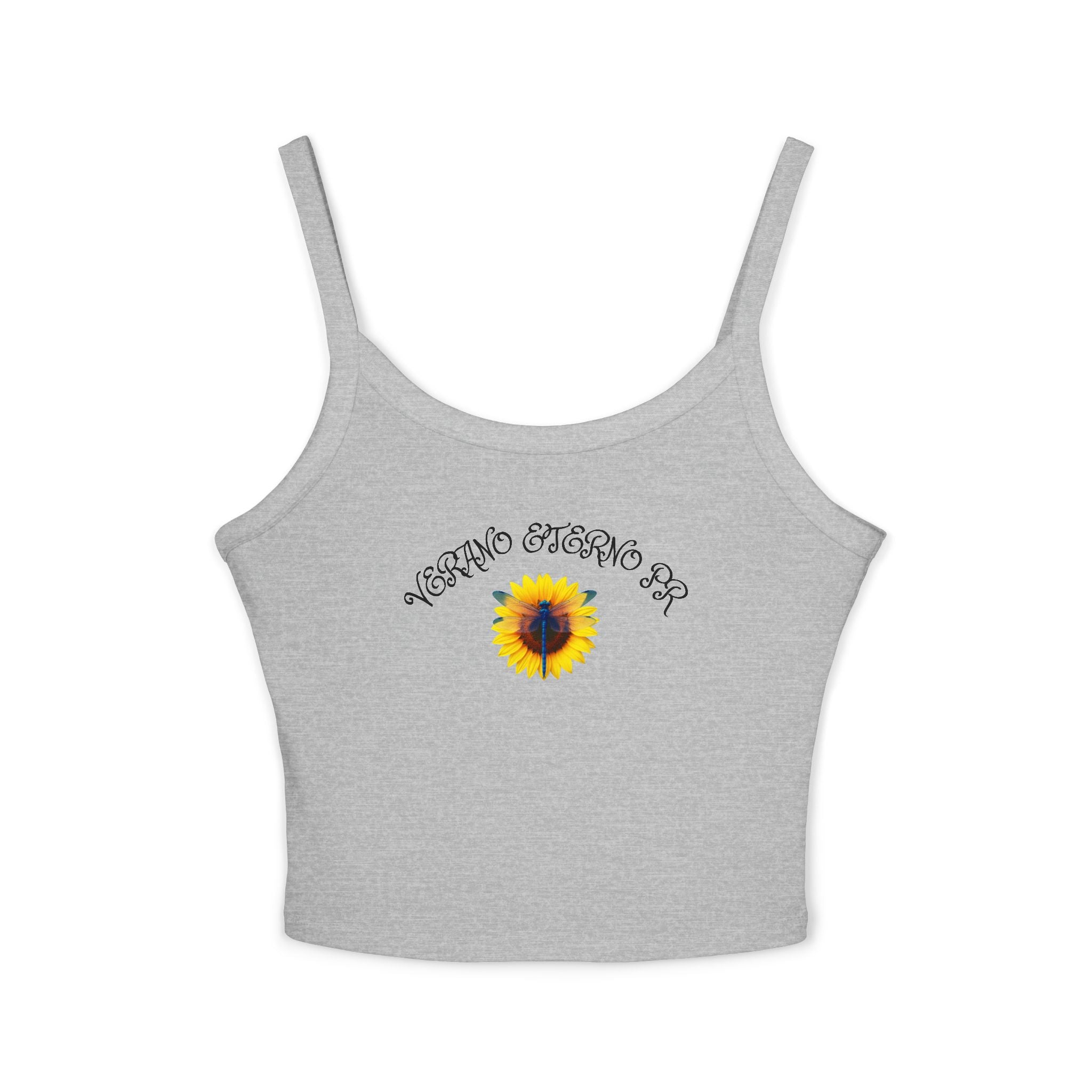 Verano Eterno Puerto Rico Women's Strap Crop Sunflower — Women’s Spaghetti Strap Crop