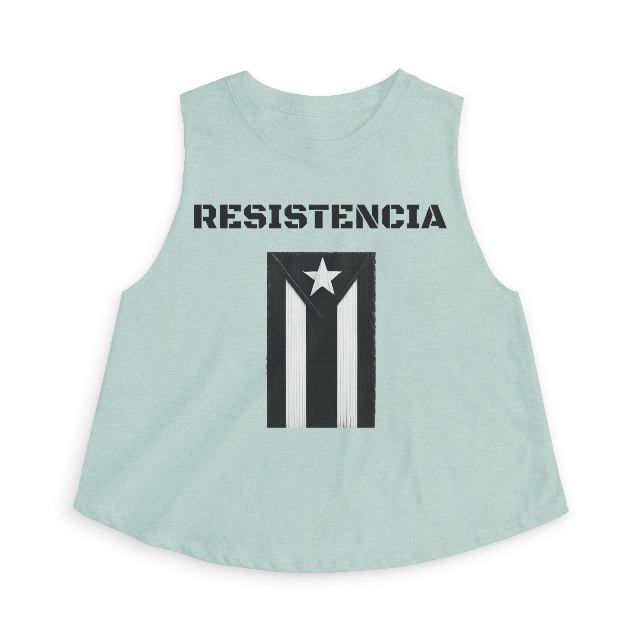 Puerto Rico Flag Crop Top — Black Vintage Resistencia Tank