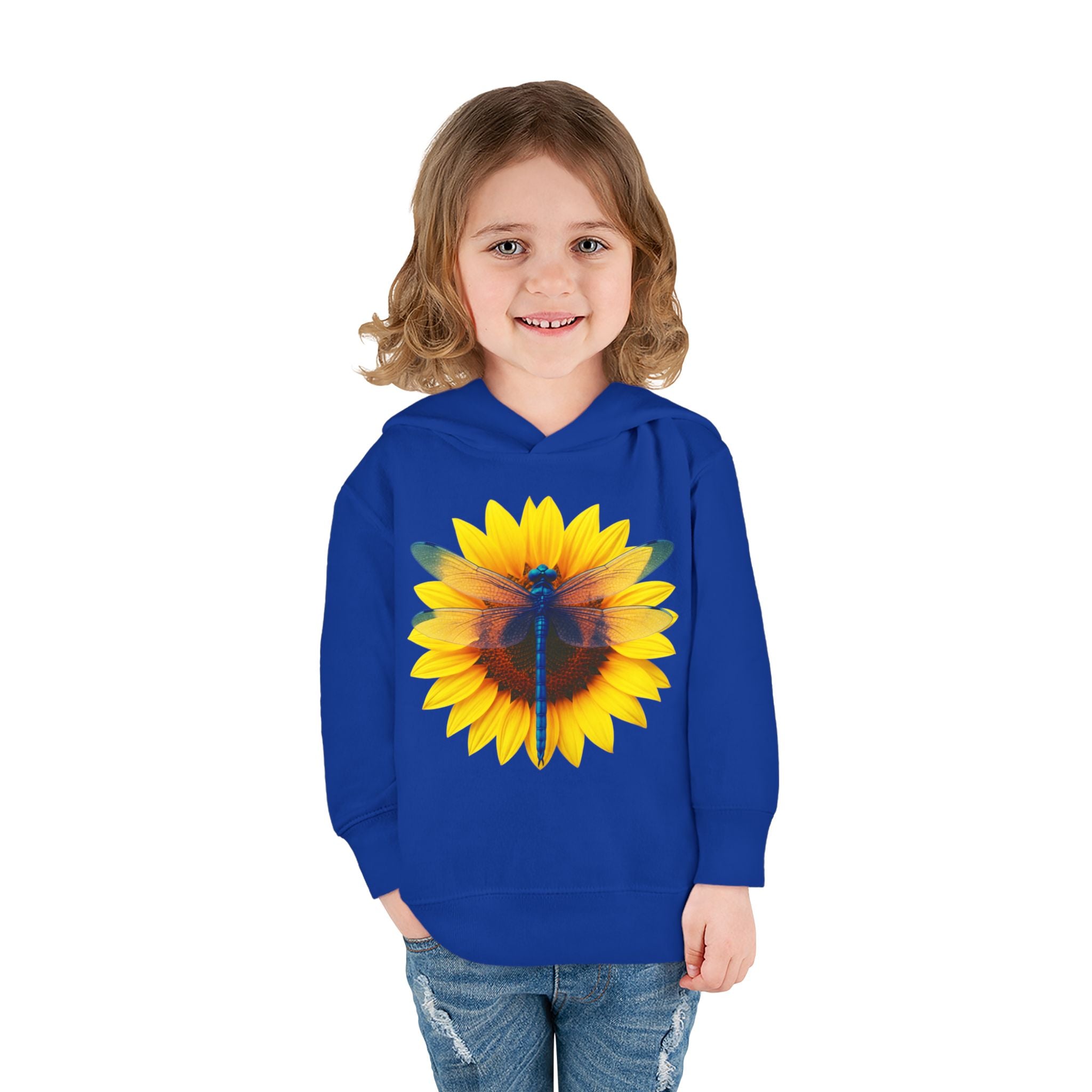 Toddler Hoodie — Sunflower Dragonfly Graphic Pullover