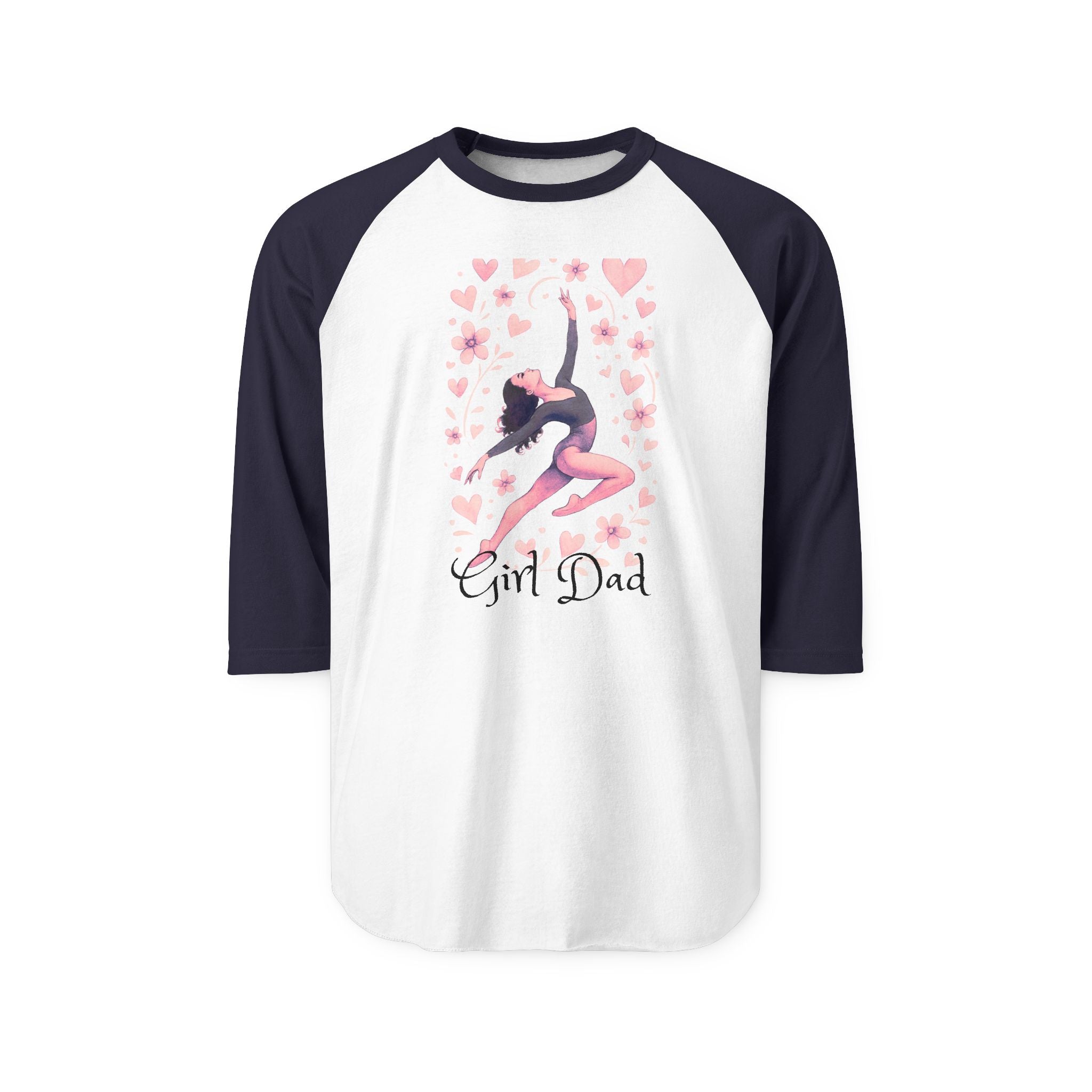 Ballerina Hearts Raglan Shirt — Dance Ballet Three-Quarter Tee