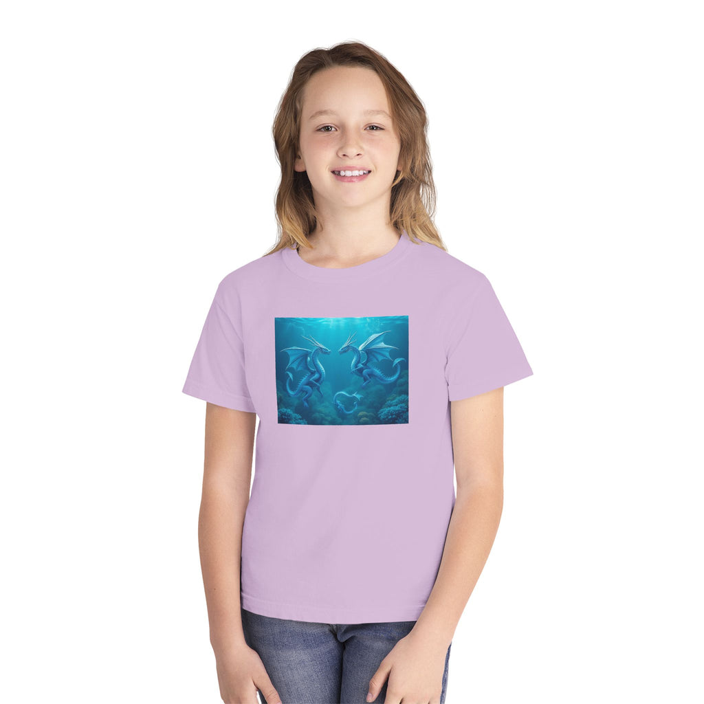 Blue Sea Dragons Youth Tee — Playful Ocean Graphic T-Shirt