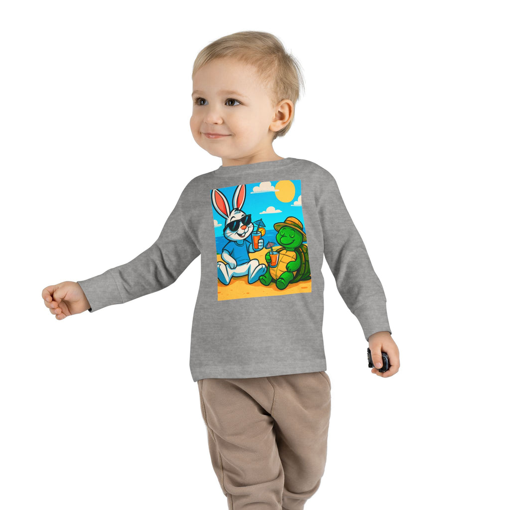 Cute Bunny & Turtle Beach Toddler Long Sleeve Tee