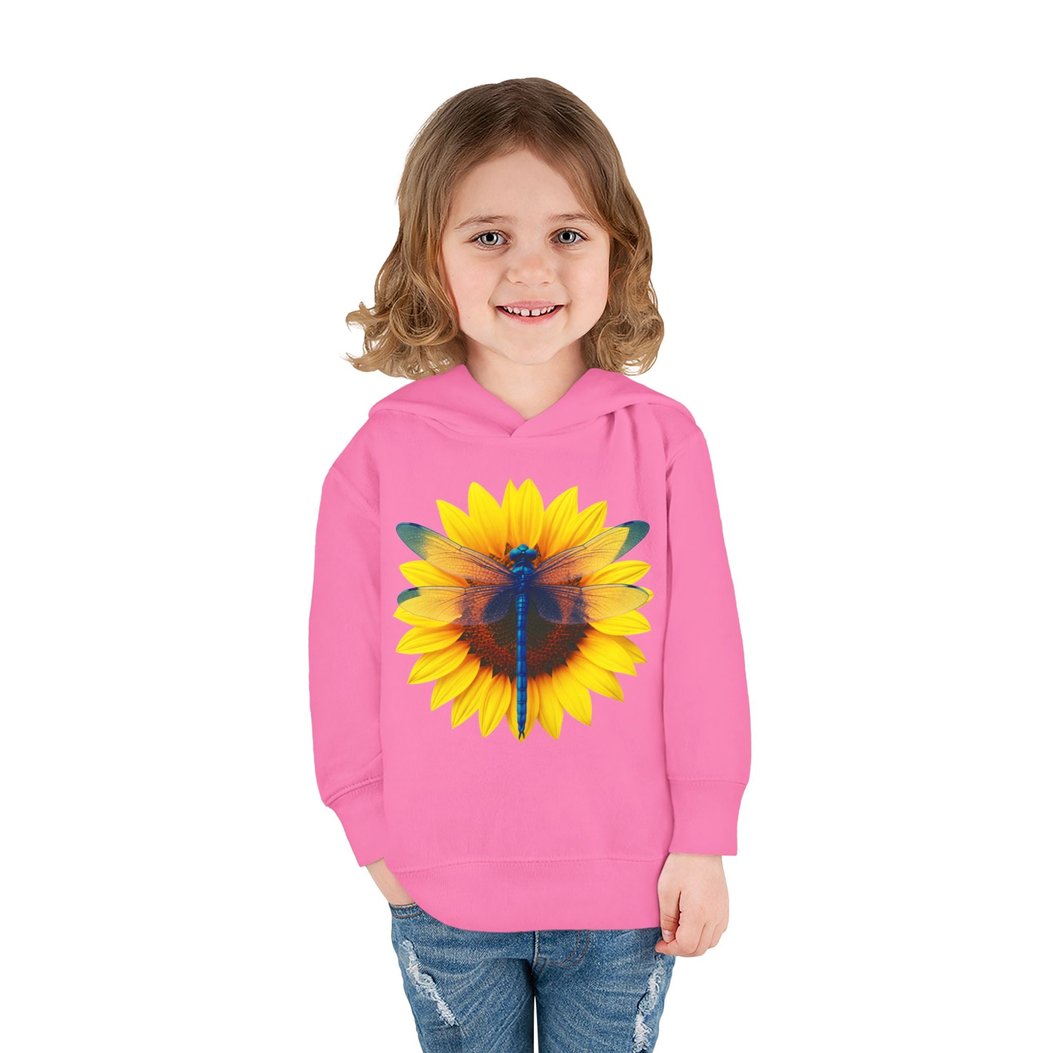 Toddler Hoodie — Sunflower Dragonfly Graphic Pullover