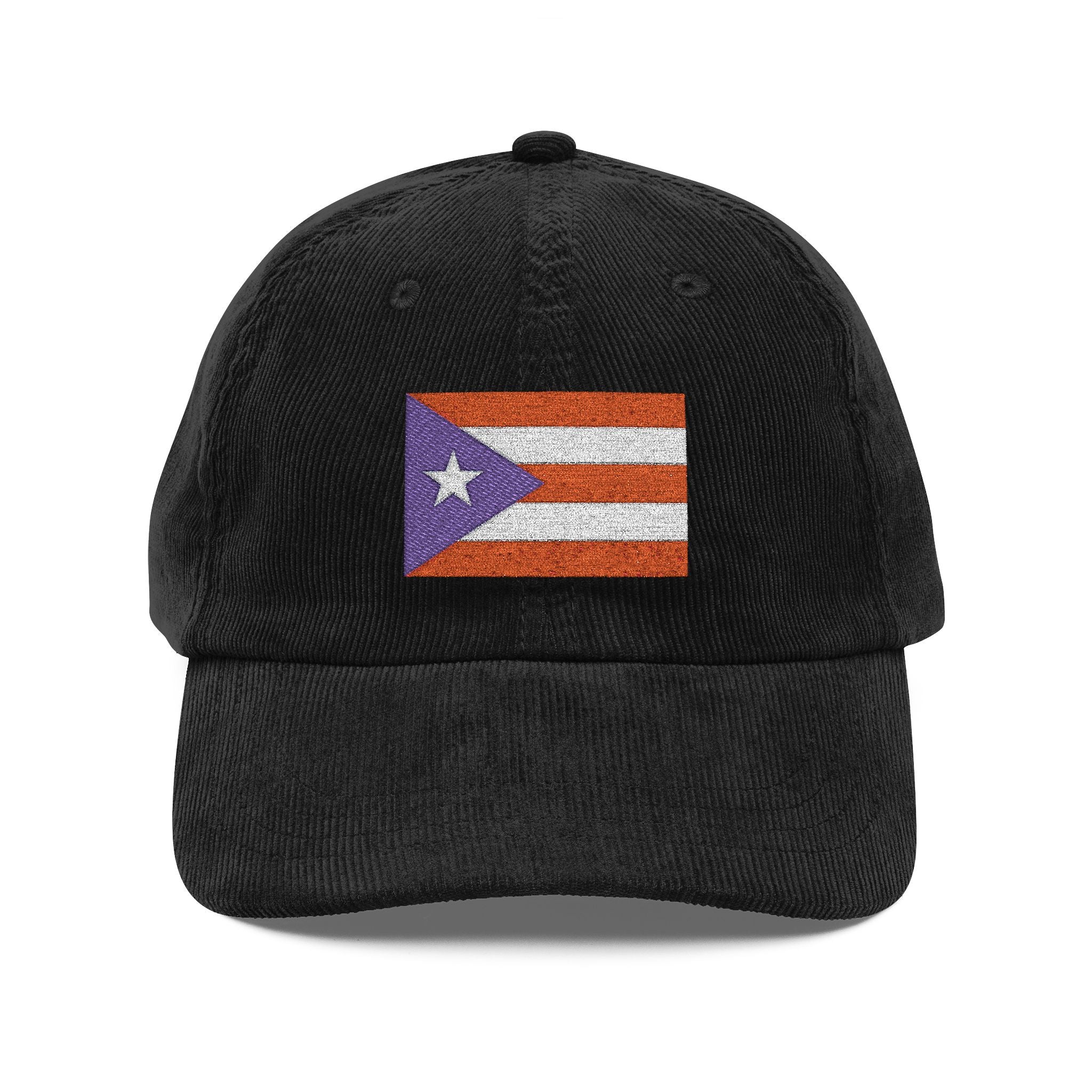 Vintage Corduroy Cap — Embroidered Puerto Rico Flag Themed Hat