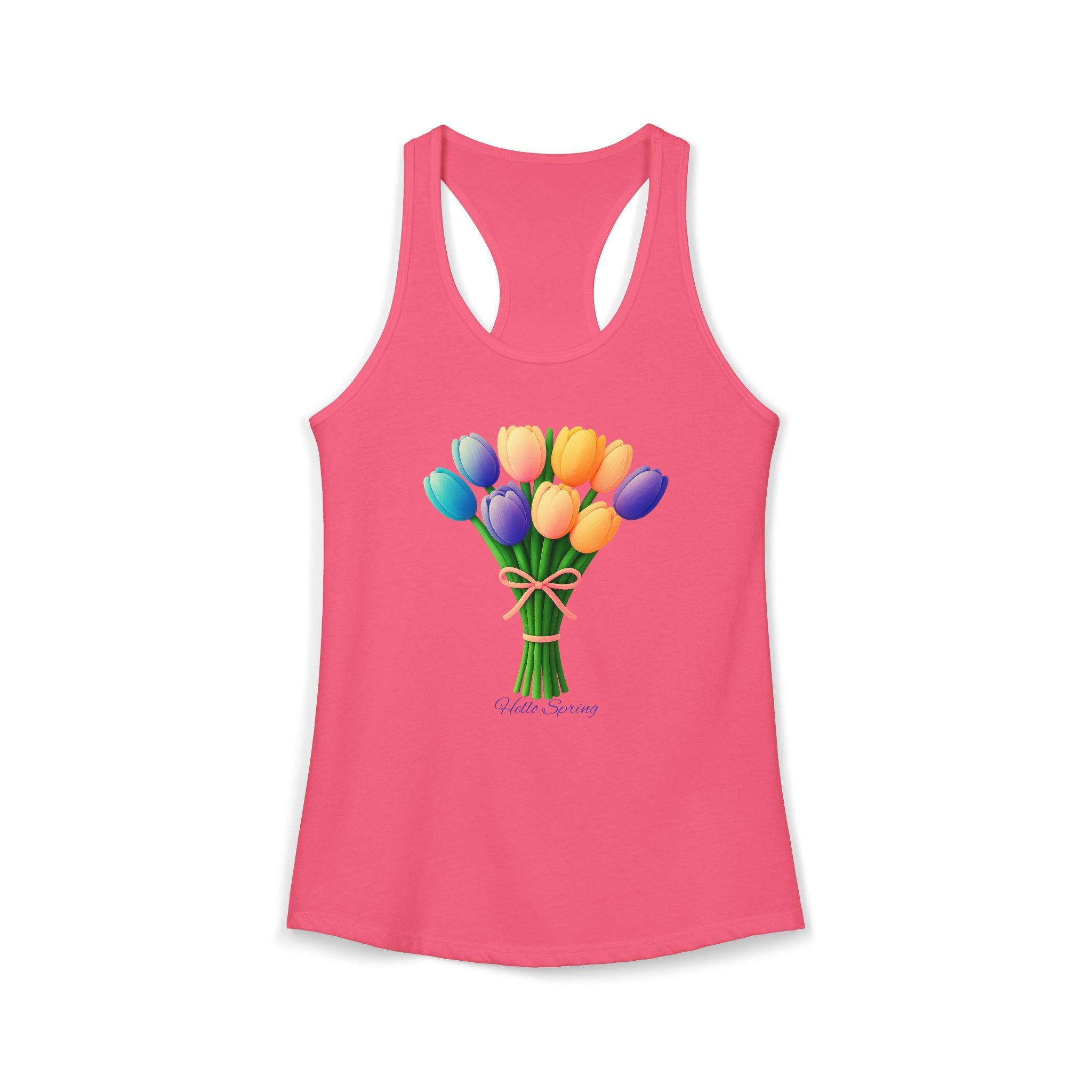 Women's Racerback Tank - Tulips Adult Hello Spring T-shirt