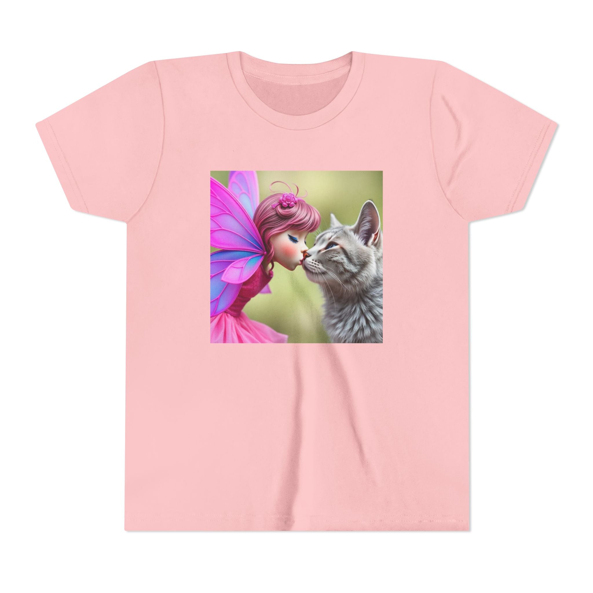 Fairy Kissing Kitten Cute Graphic Shirt - Youth Tee
