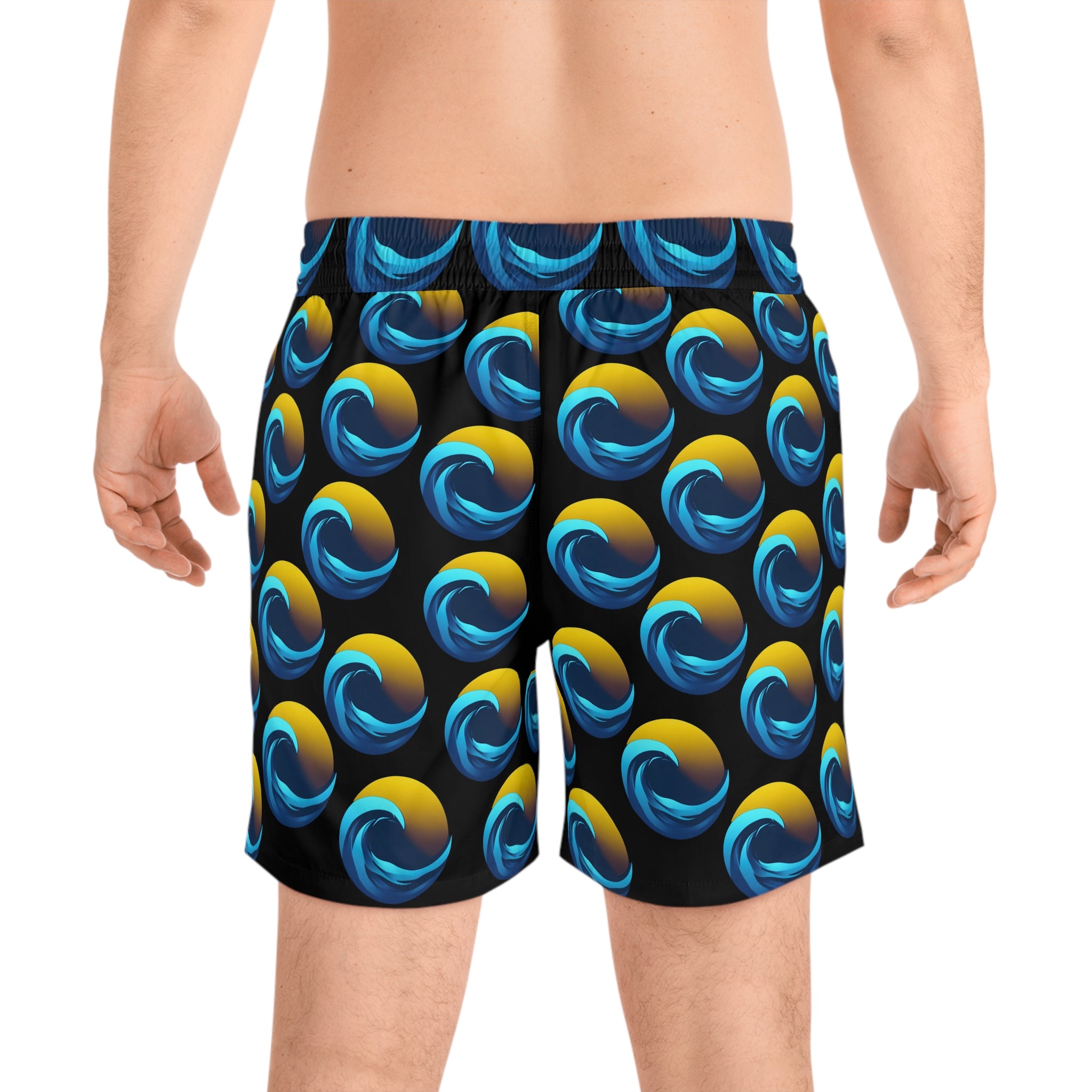 Sunset Print Men's Mid-Length Swim Short - Print 95% polyester, 5% spandex