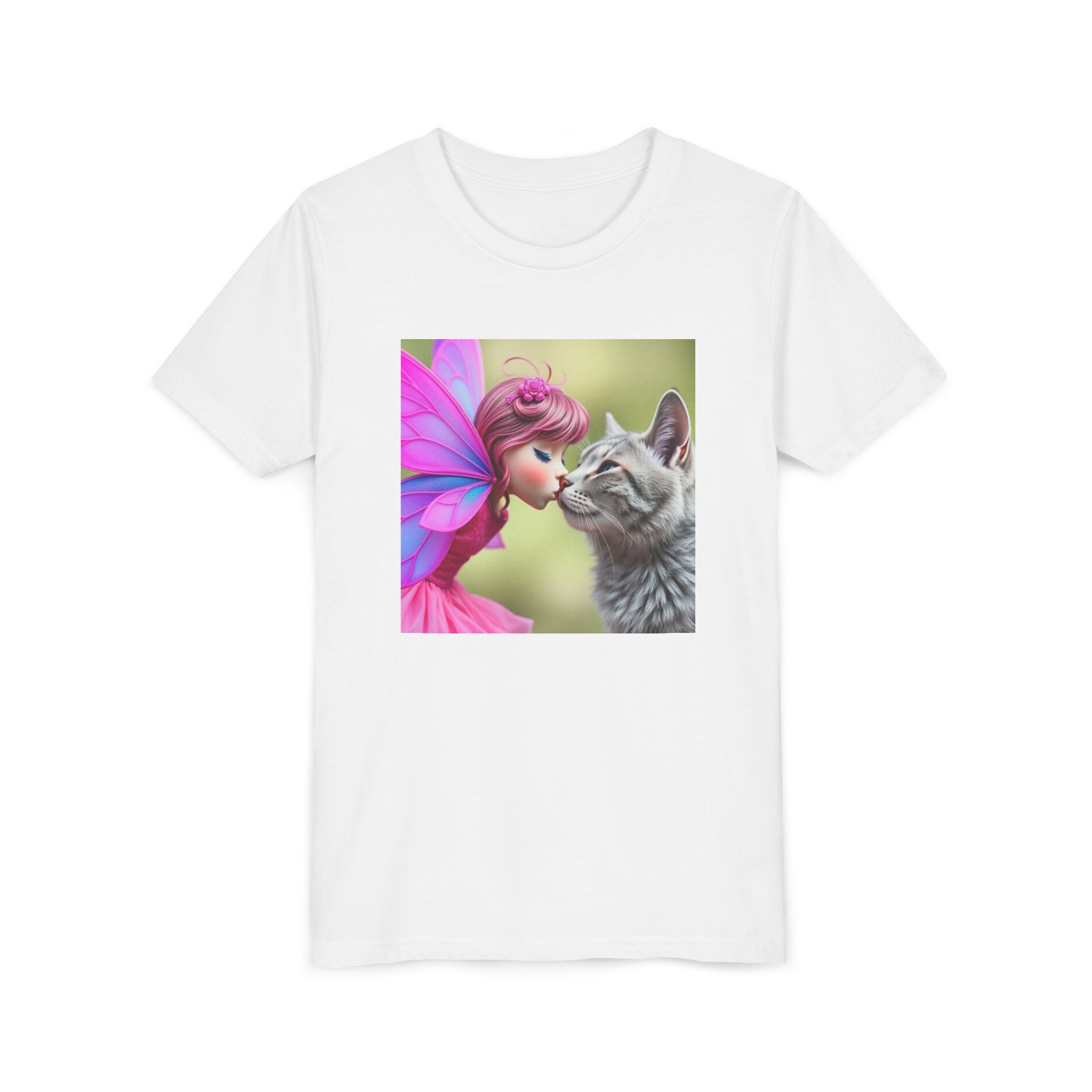 Fairy Kissing Kitten Cute Graphic Shirt - Youth Tee