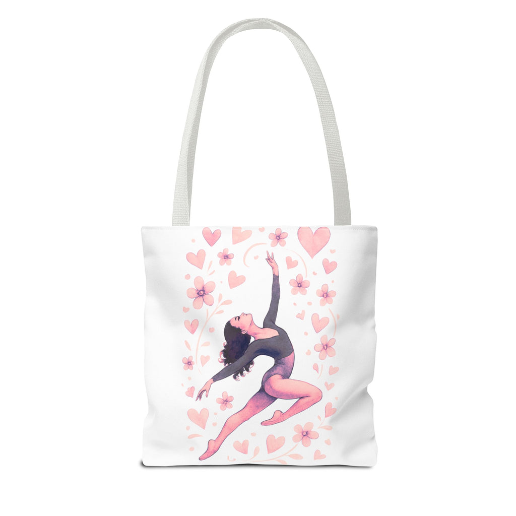 Ballet Dancer Heart Tote Bag — PINK and BLACK Floral Dance AOP Tote