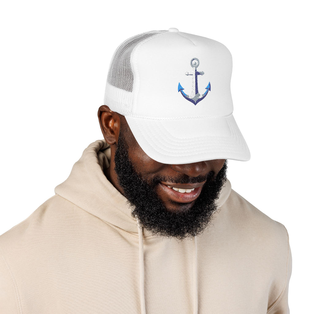 Anchor Sequin Trucker Hat — Nautical Foam Cap