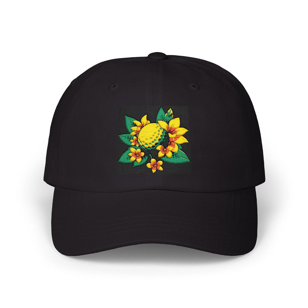 Dad Cap with Embroidered Yellow / Green Golf Tropical Patch — Floral Baseball Hat Casual Wear