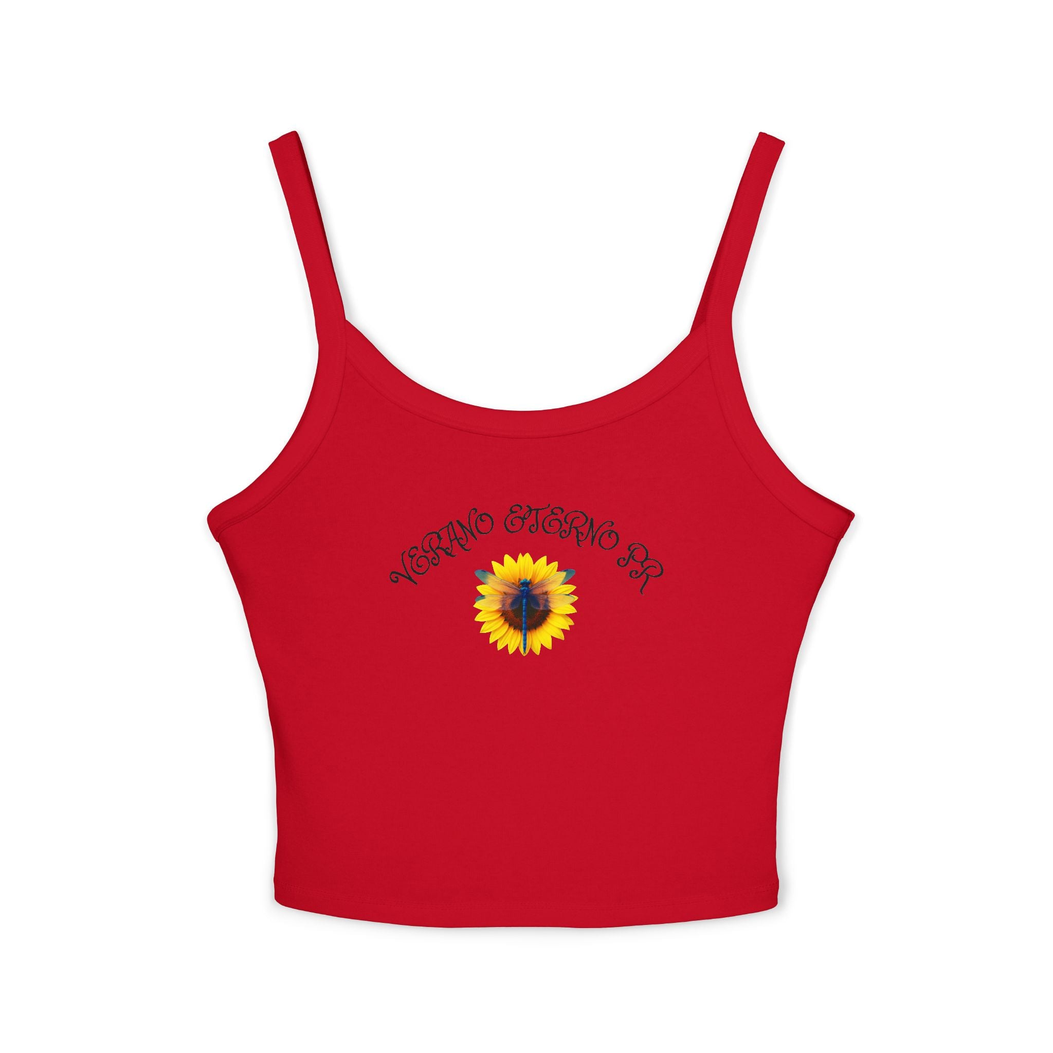 Verano Eterno Puerto Rico Women's Strap Crop Sunflower — Women’s Spaghetti Strap Crop