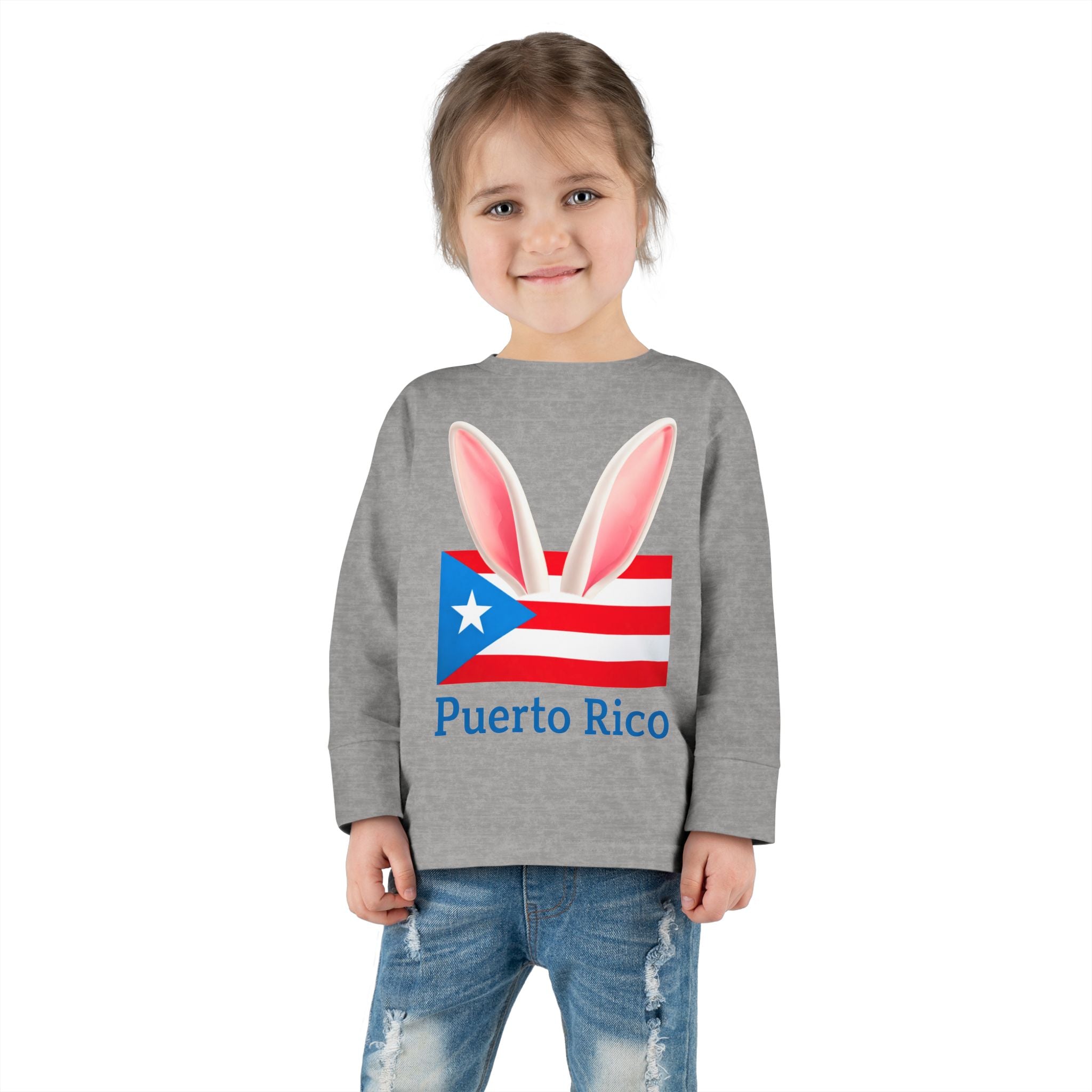Puerto Rico Bunny Ears Toddler Long Sleeve Tee