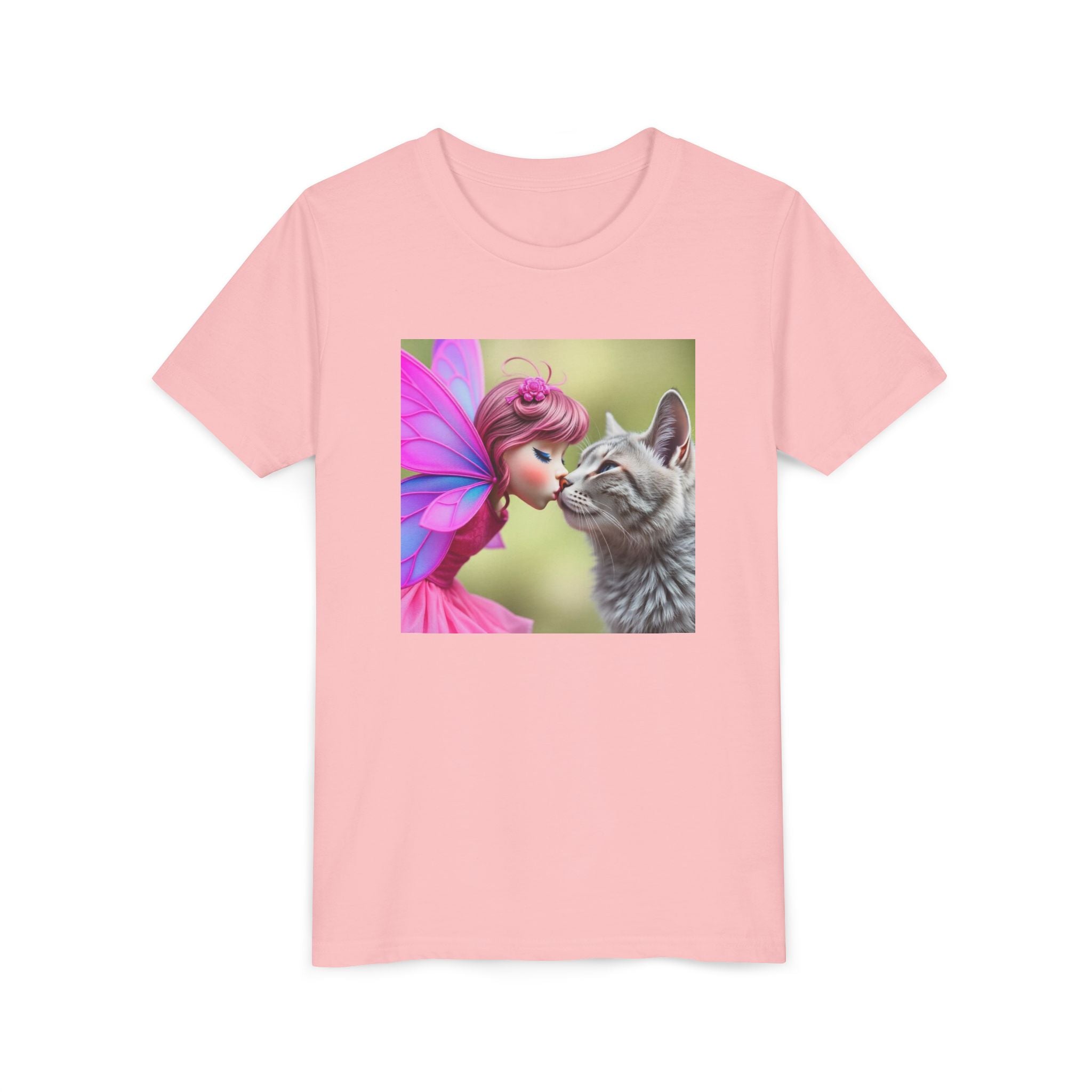 Fairy Kissing Kitten Cute Graphic Shirt - Youth Tee