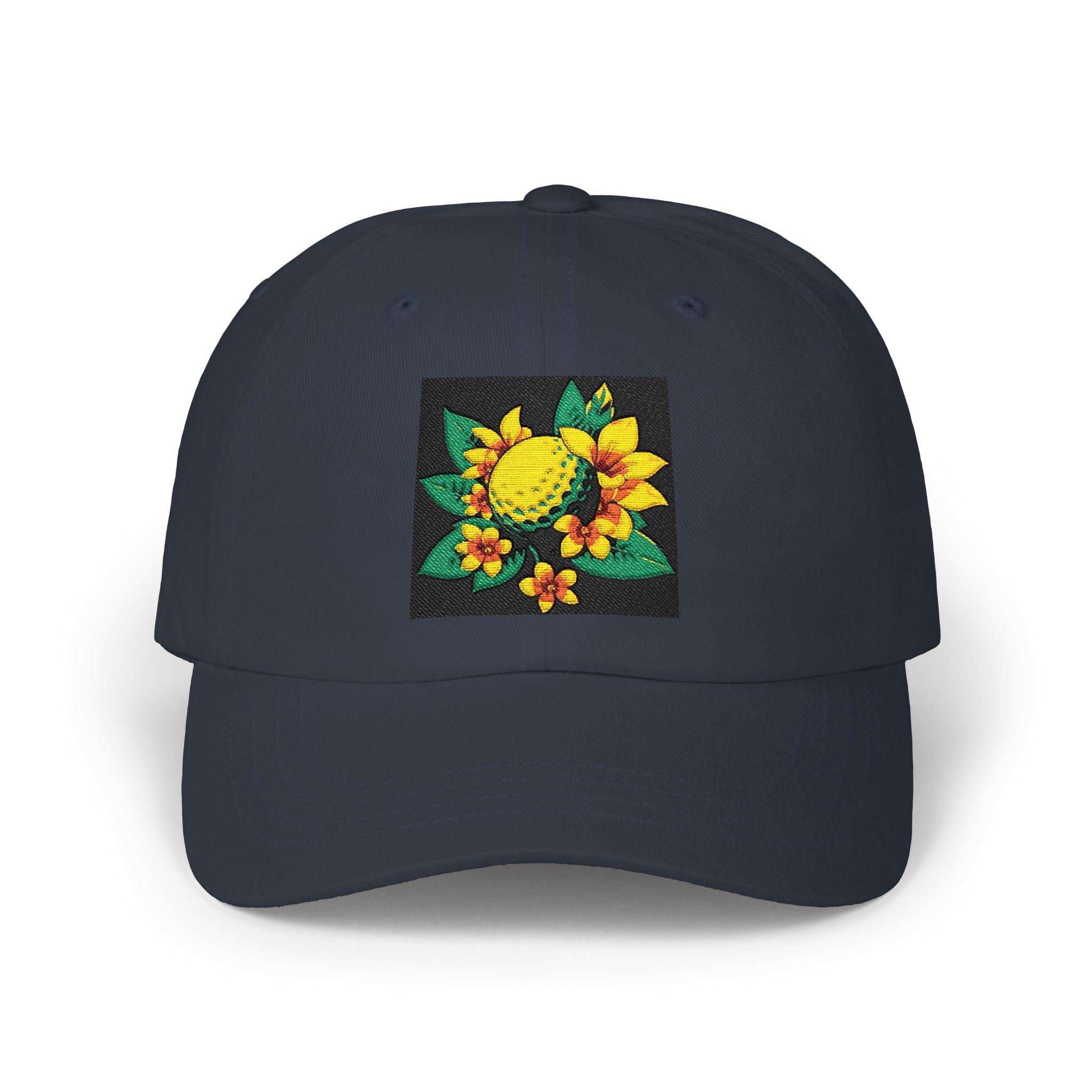 Dad Cap with Embroidered Yellow / Green Golf Tropical Patch — Floral Baseball Hat Casual Wear