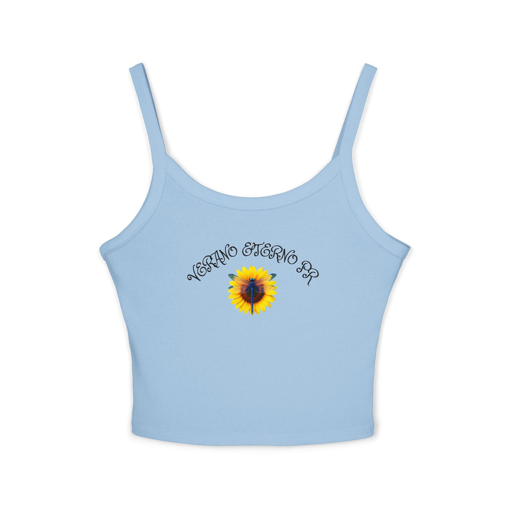Verano Eterno Puerto Rico Women's Strap Crop Sunflower — Women’s Spaghetti Strap Crop