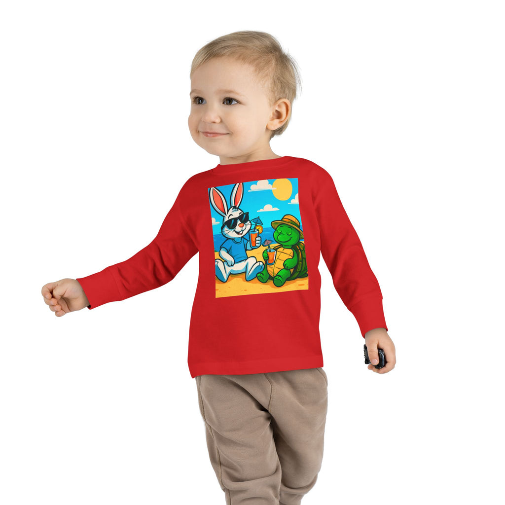 Cute Bunny & Turtle Beach Toddler Long Sleeve Tee