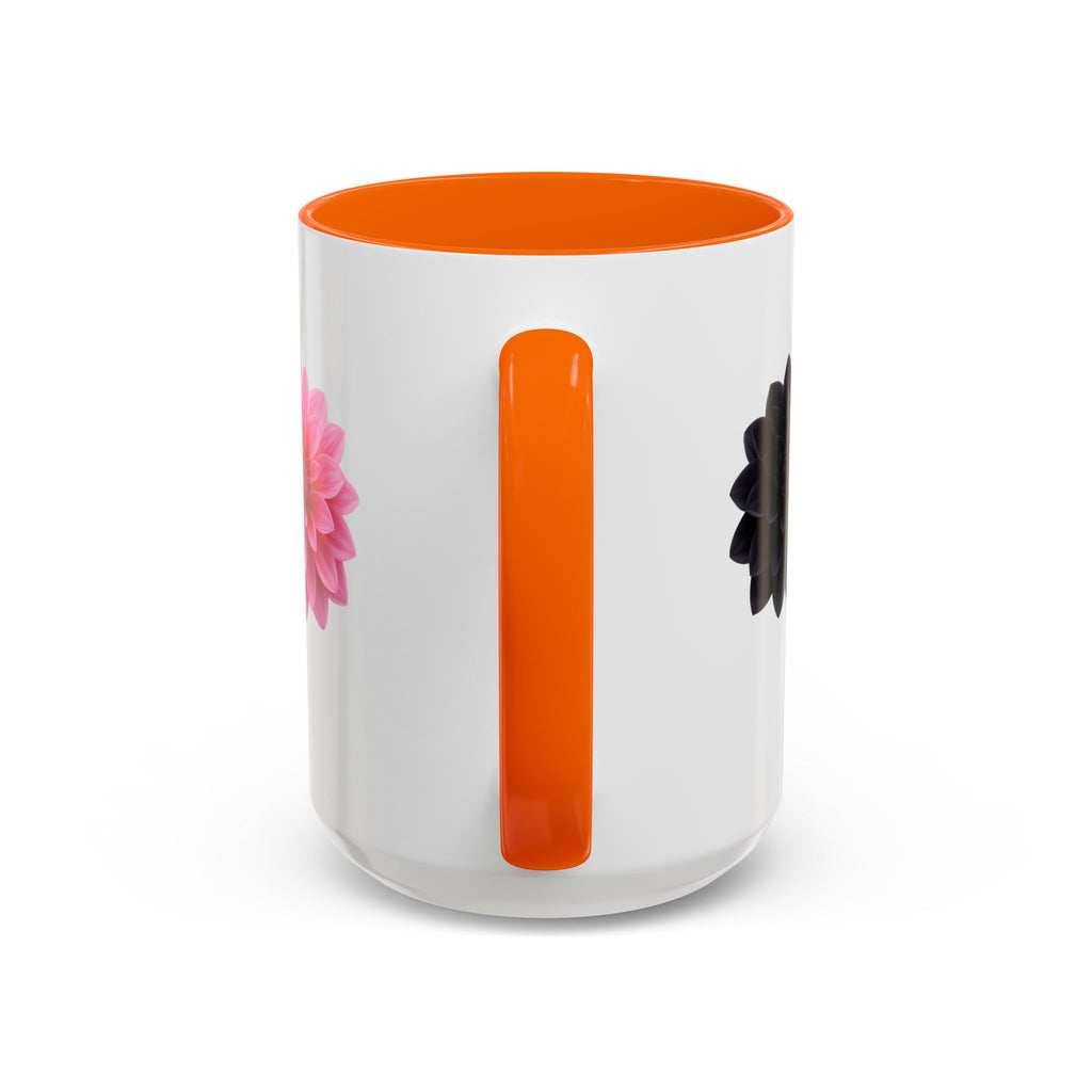 Pink & Black Dahlia Accent Coffee Mug — Floral 11/15oz Ceramic