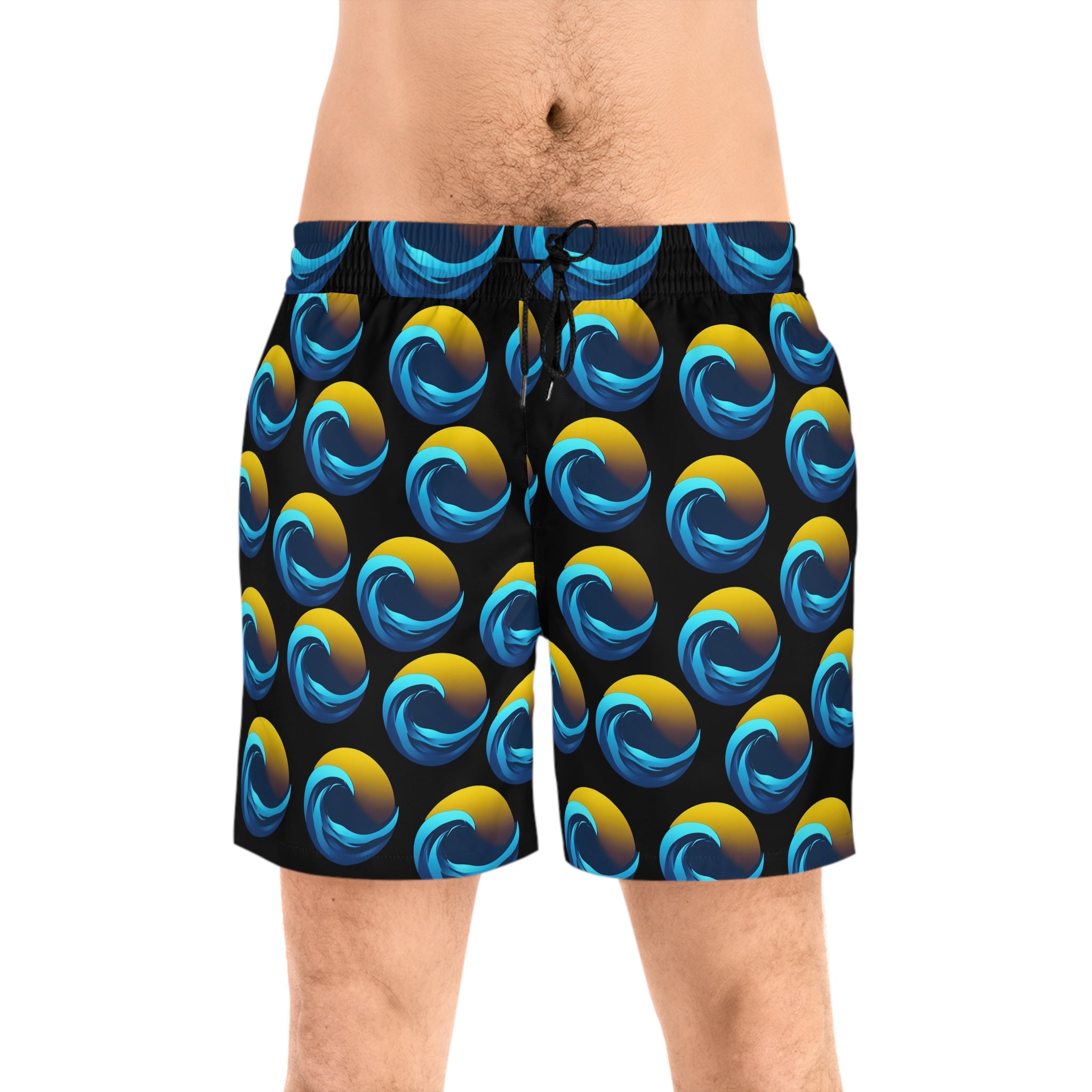 Sunset Print Men's Mid-Length Swim Short - Print 95% polyester, 5% spandex