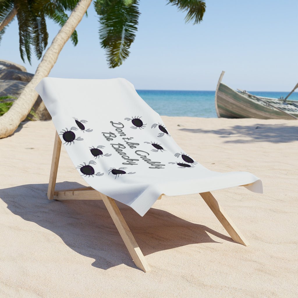 Beach Towel - "Don't Be Crabby, Be Beachy" Crab Pattern Summer Towel