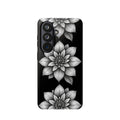 Magnetic Impact-Resistant Phone Case — Black & White Floral Dahlia Design S-26