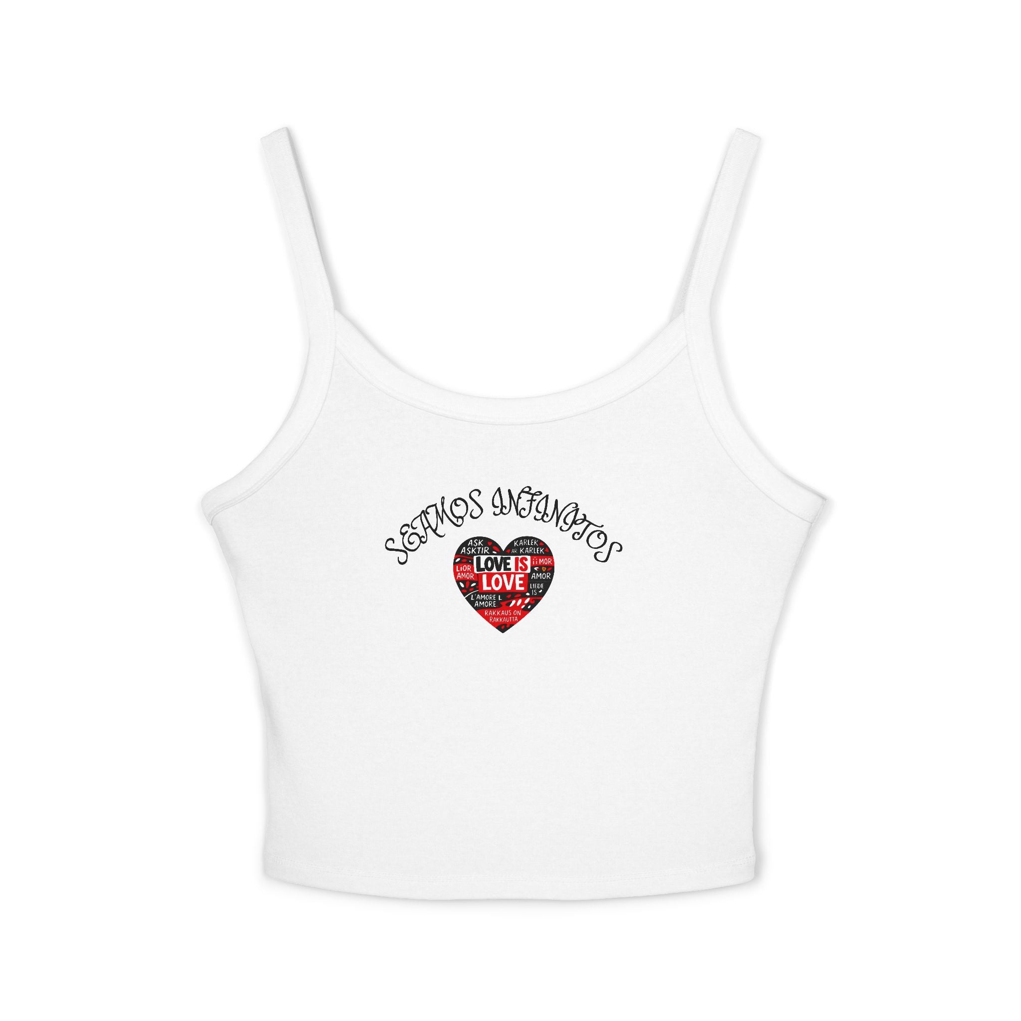 Romantic Heart Crop Tank — Seamos "Amor"  Infinitos Spaghetti Strap Top