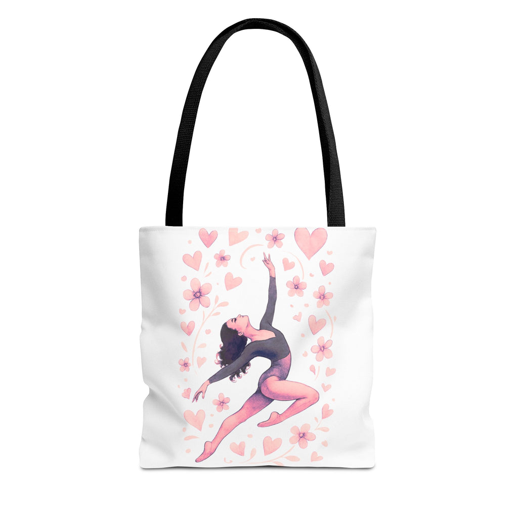 Ballet Dancer Heart Tote Bag — PINK and BLACK Floral Dance AOP Tote