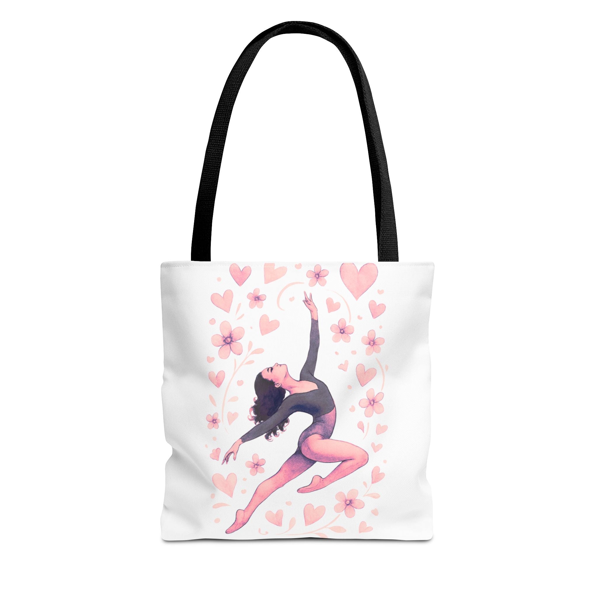 Ballet Dancer Heart Tote Bag — PINK and BLACK Floral Dance AOP Tote