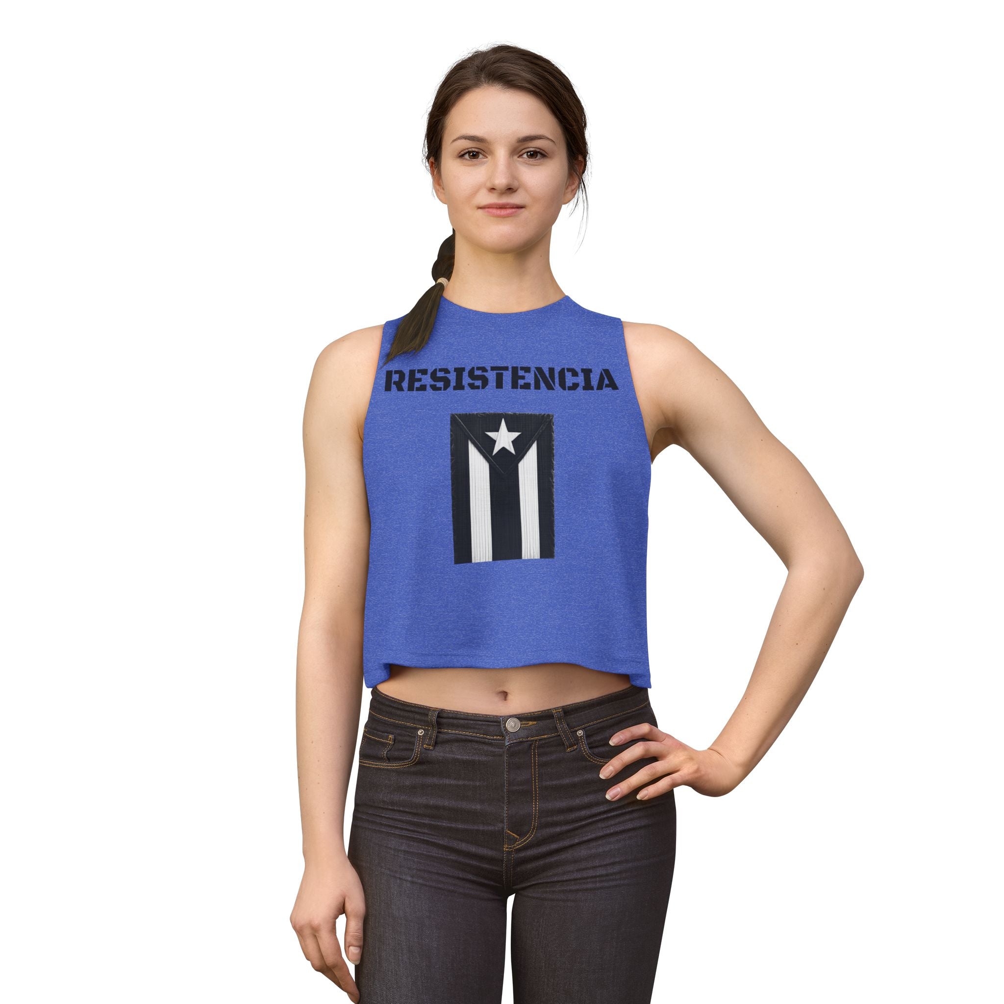 Puerto Rico Flag Crop Top — Black Vintage Resistencia Tank