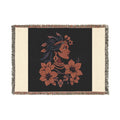 Tropical Floral Woman Woven Blanket | Floral Portrait Throw
