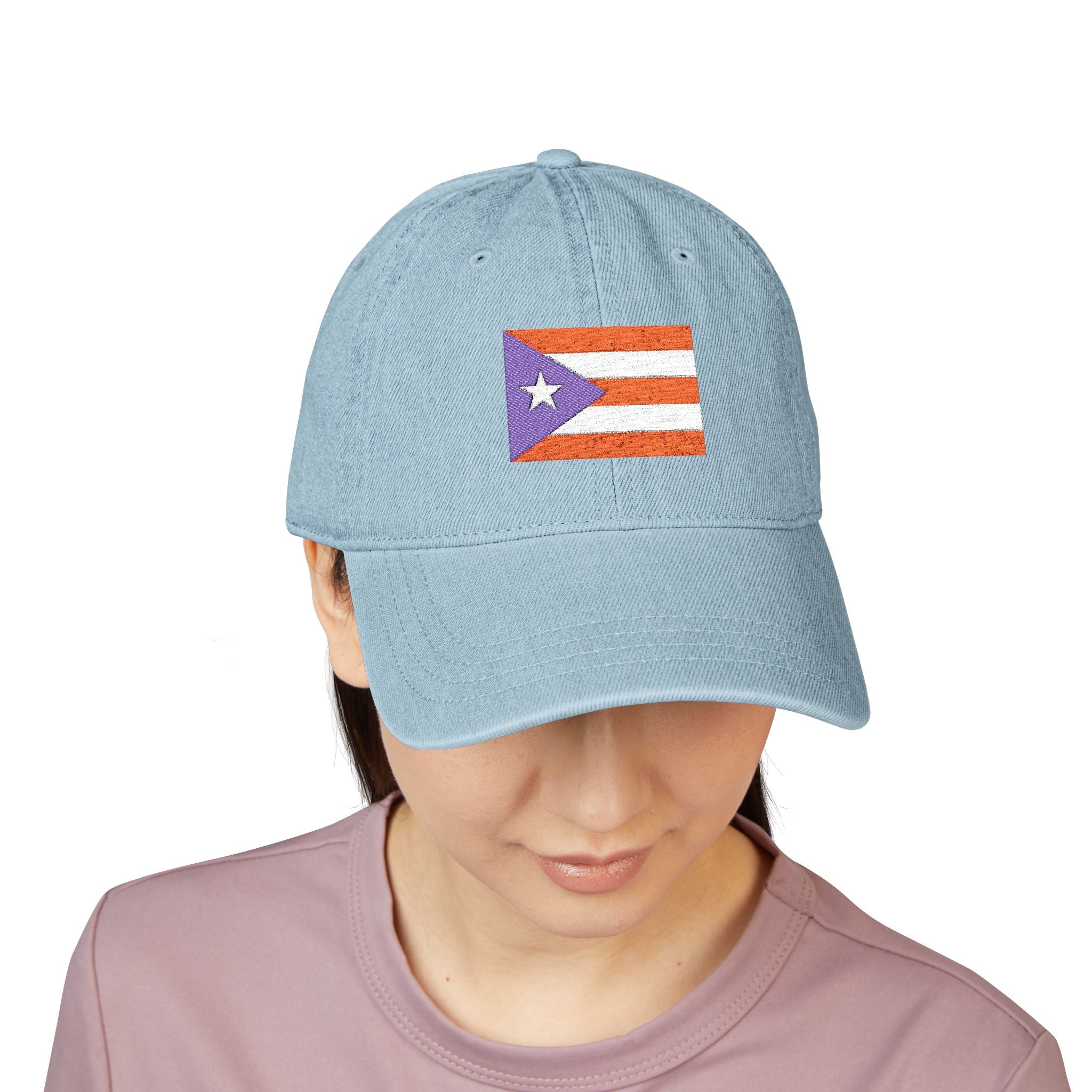 Puerto Rico Flag Themed Embroidery Denim Hat — Puerto Rico Baseball Cap