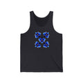 Blue Floral Square Tank Top — Minimal Violet Blossom Design