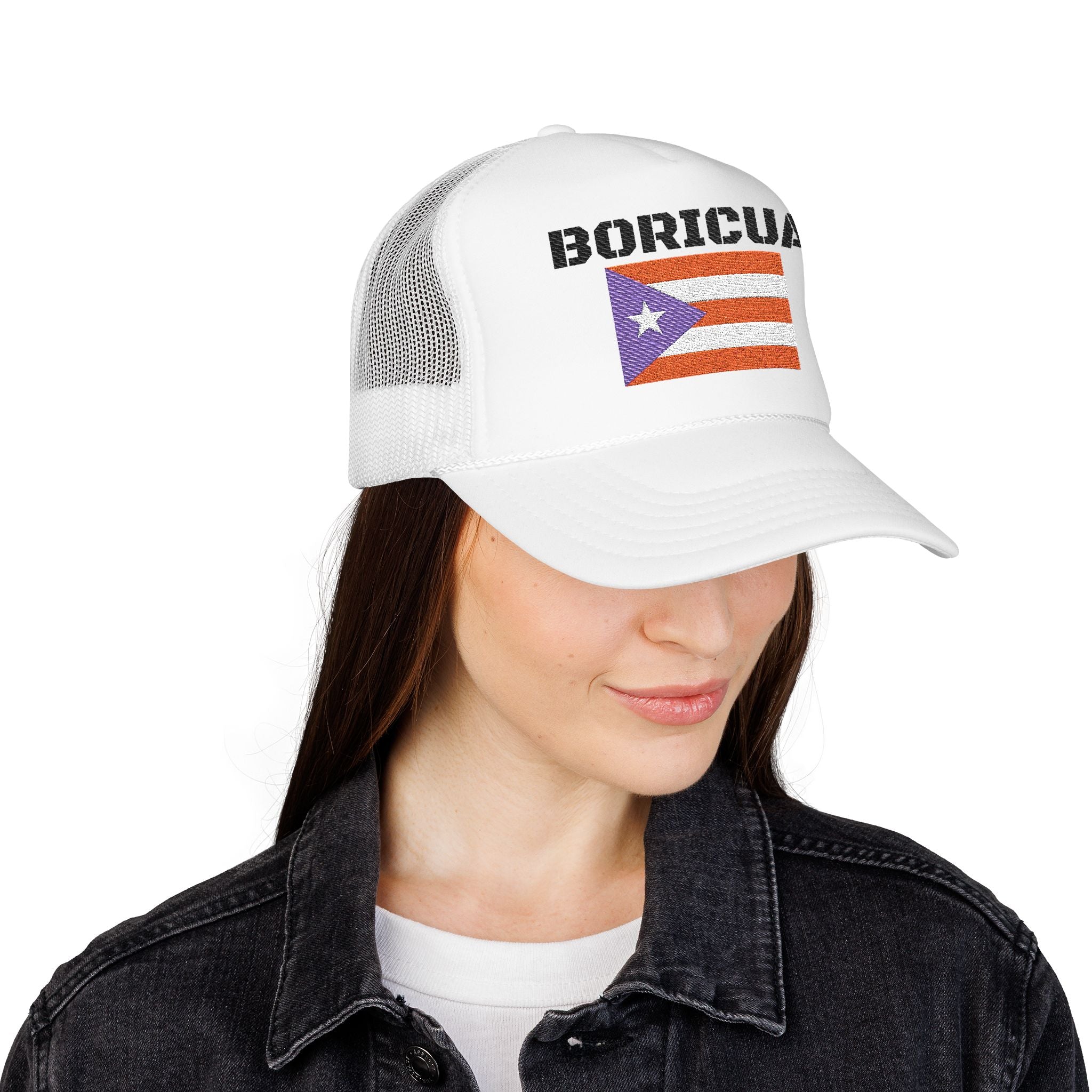 Boricua Trucker Hat — Puerto Rican Flag Foam Cap Embroidered