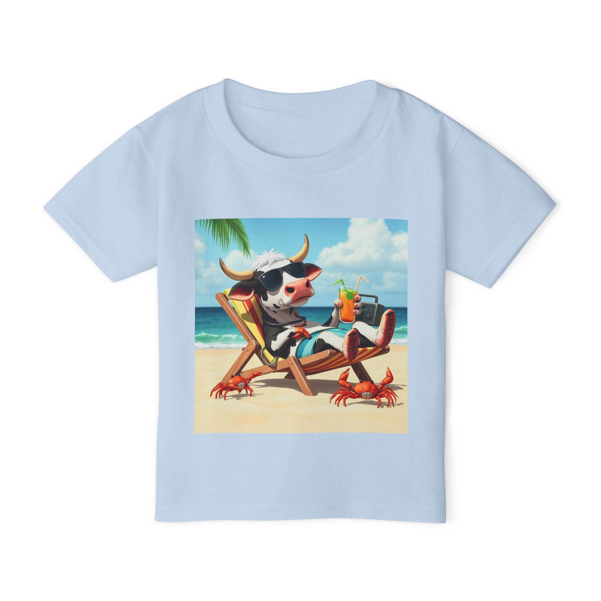 Relaxing Beach Cow Graphic - Cute Cow Summer Vacation Tee