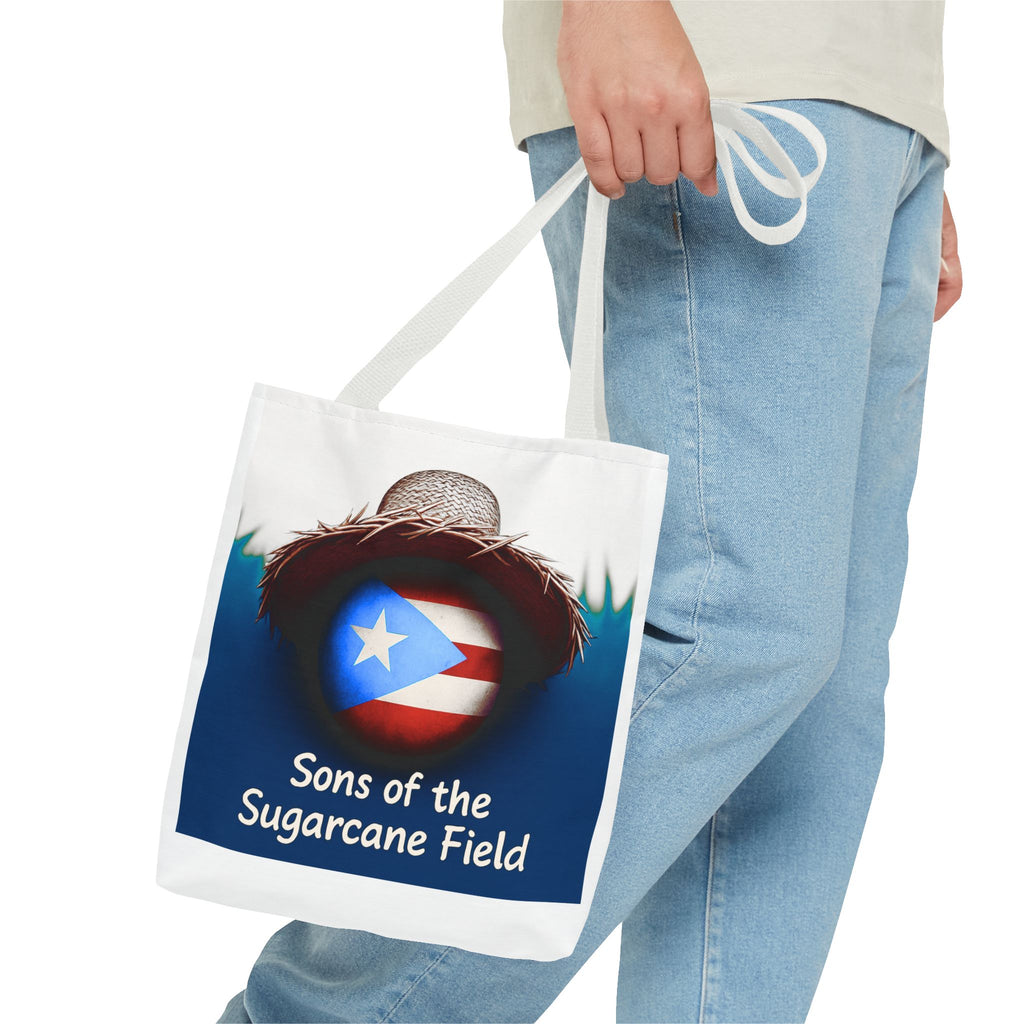 Sons of the Sugarcane Field Tote Bag — Puerto Rican Pride Straw Hat Design
