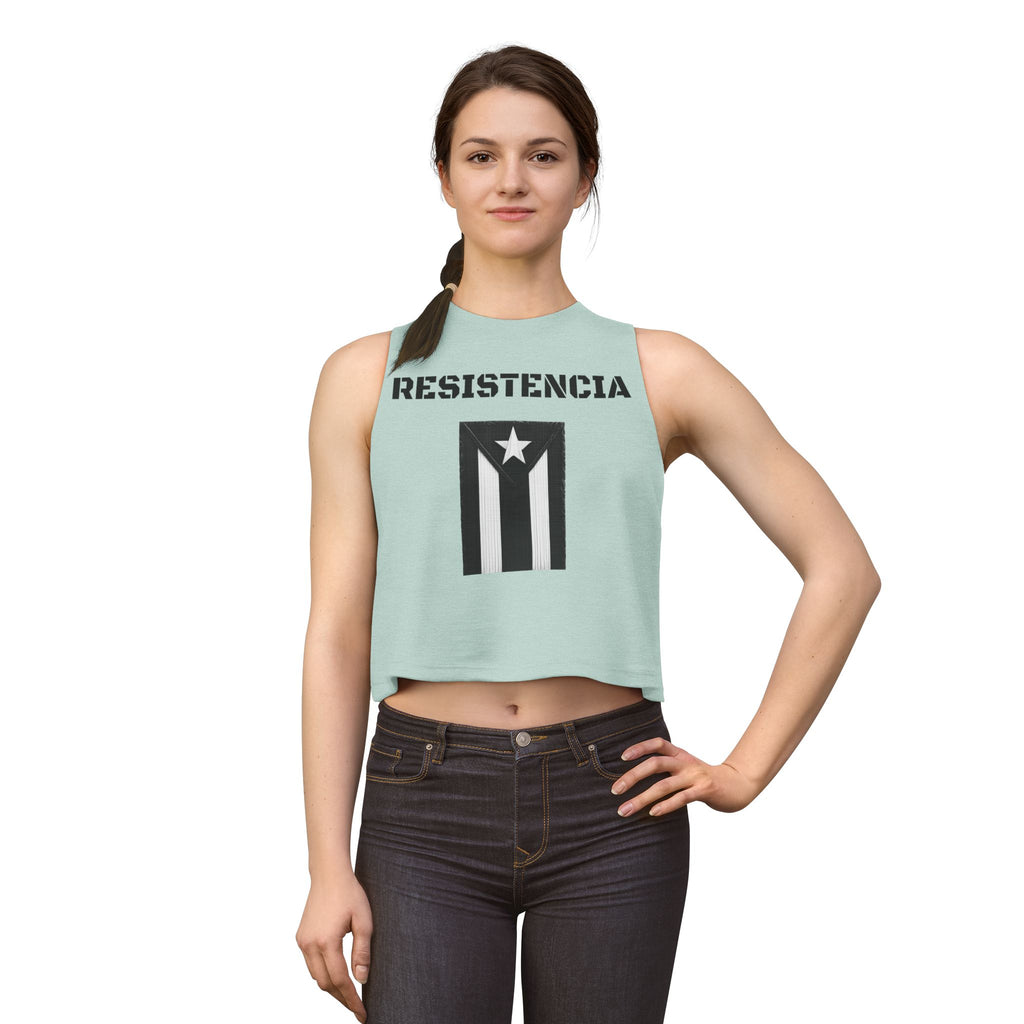 Puerto Rico Flag Crop Top — Black Vintage Resistencia Tank
