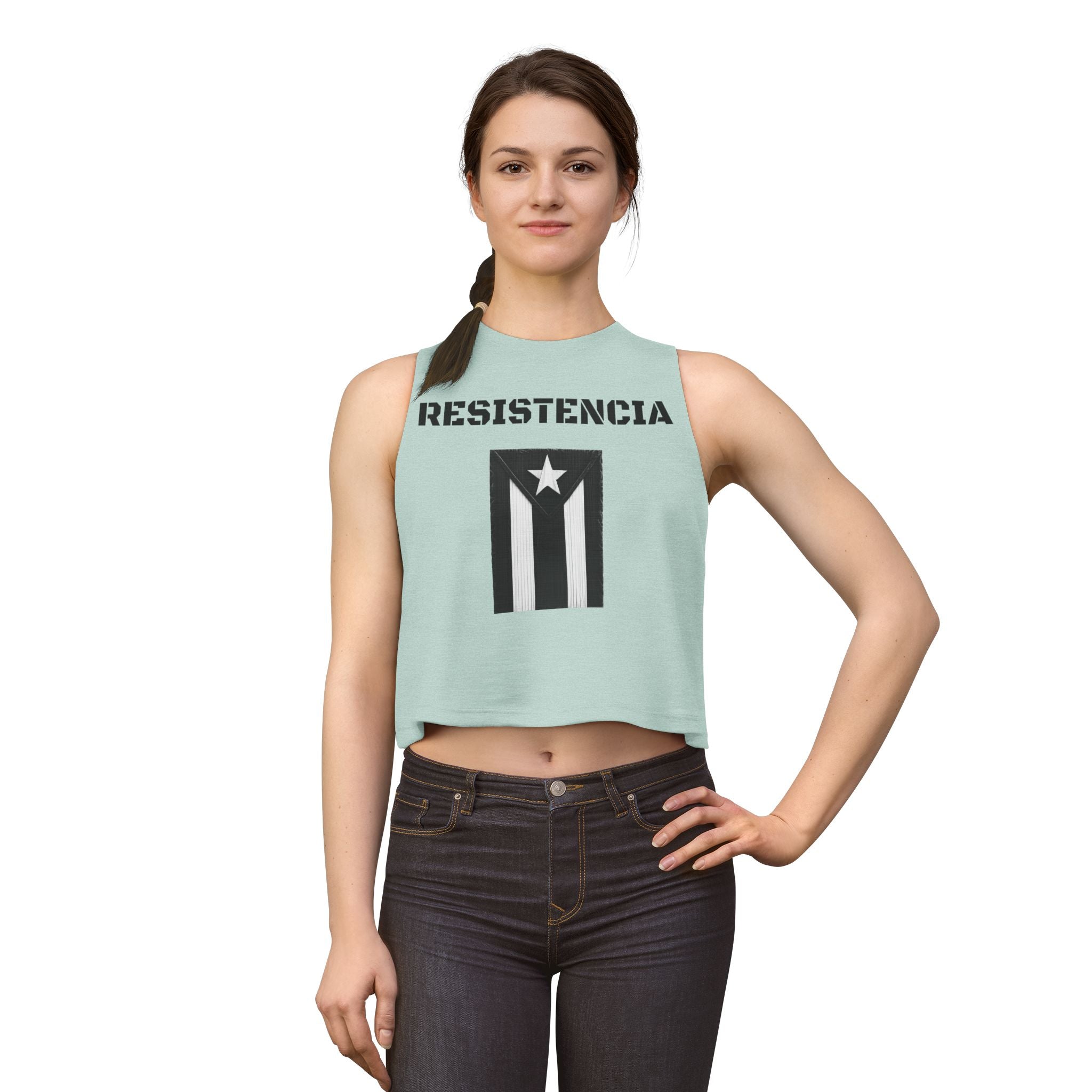 Puerto Rico Flag Crop Top — Black Vintage Resistencia Tank
